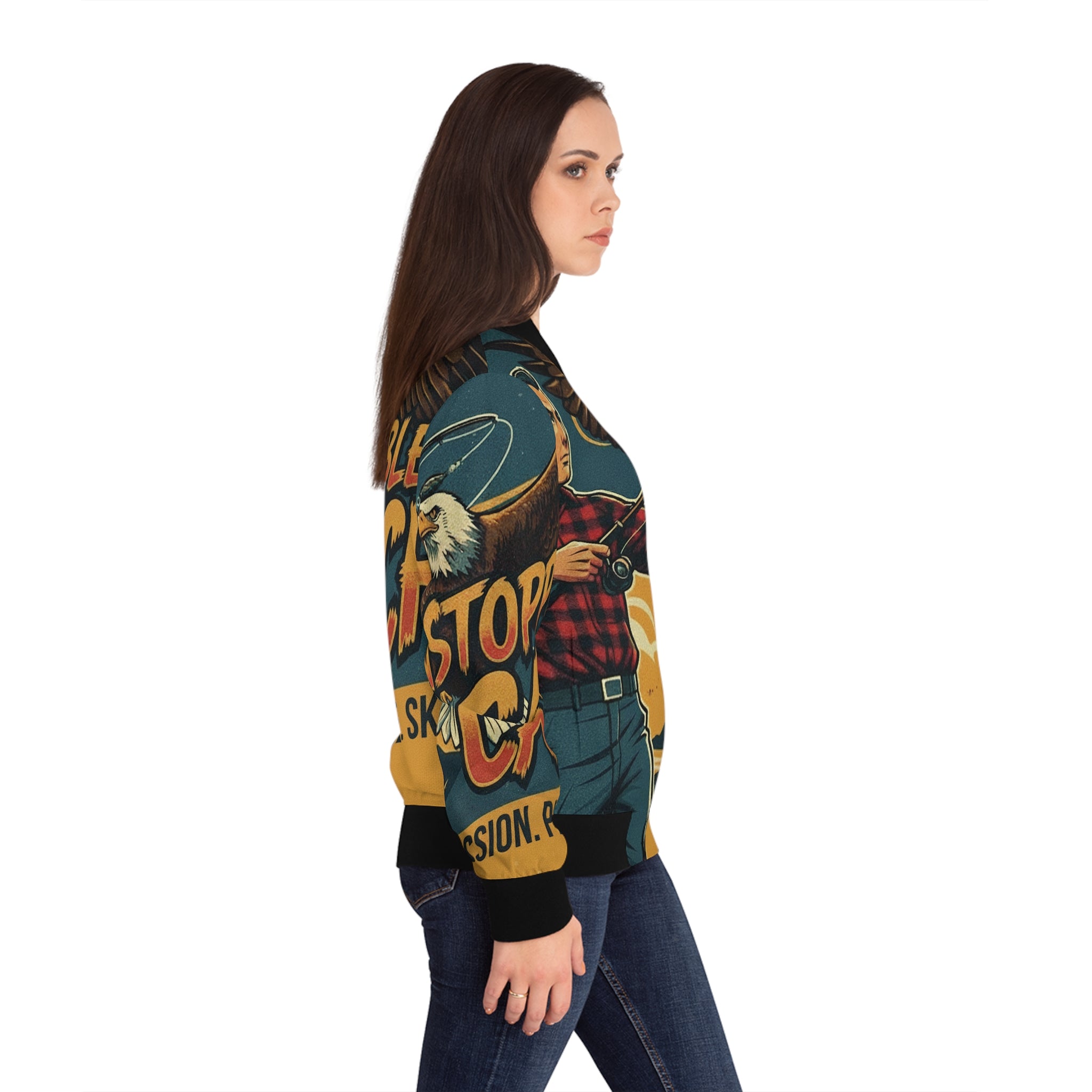 Frauen Bomberjacke Angeln – Unstoppable Catch | Figurbetont