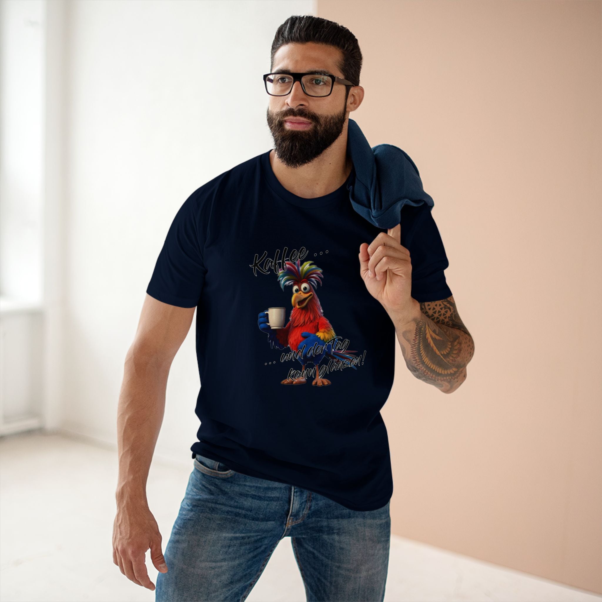 Papagei „Kaffee … und der Tag kann glänzen!“ T-Shirt | Humor | Phönix-Potsdam®