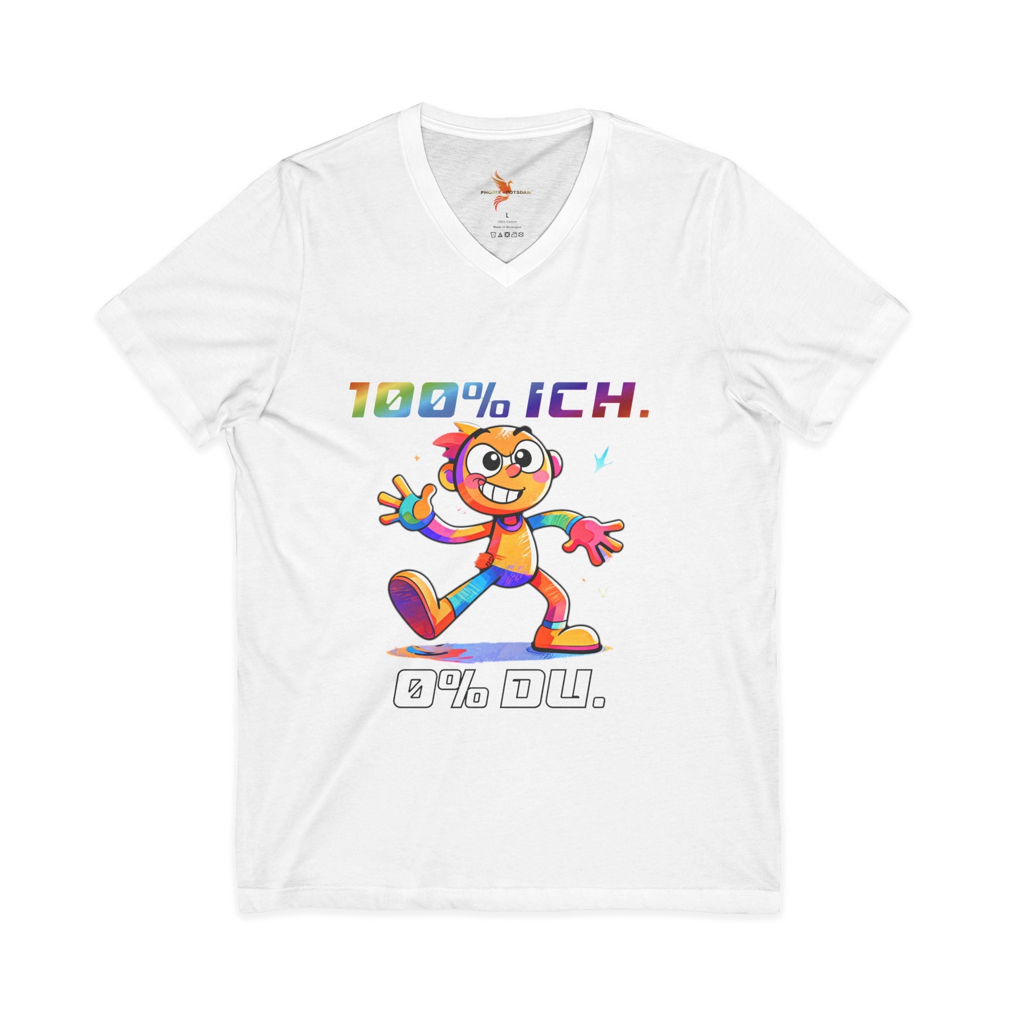 T-Shirt V-Ausschnitt „100 % ICH – 0 % DU“ | Humor | Phönix-Potsdam®