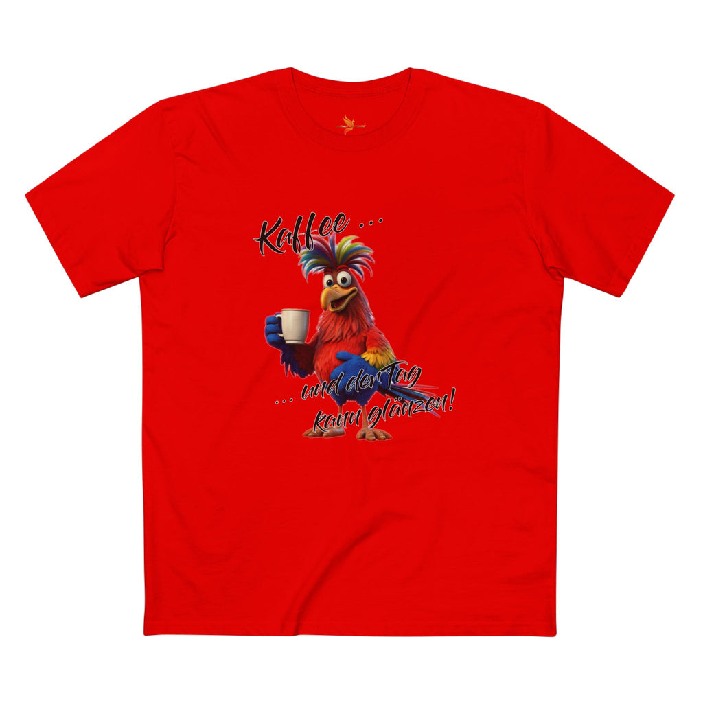 Papagei „Kaffee … und der Tag kann glänzen!“ T-Shirt | Humor | Phönix-Potsdam®