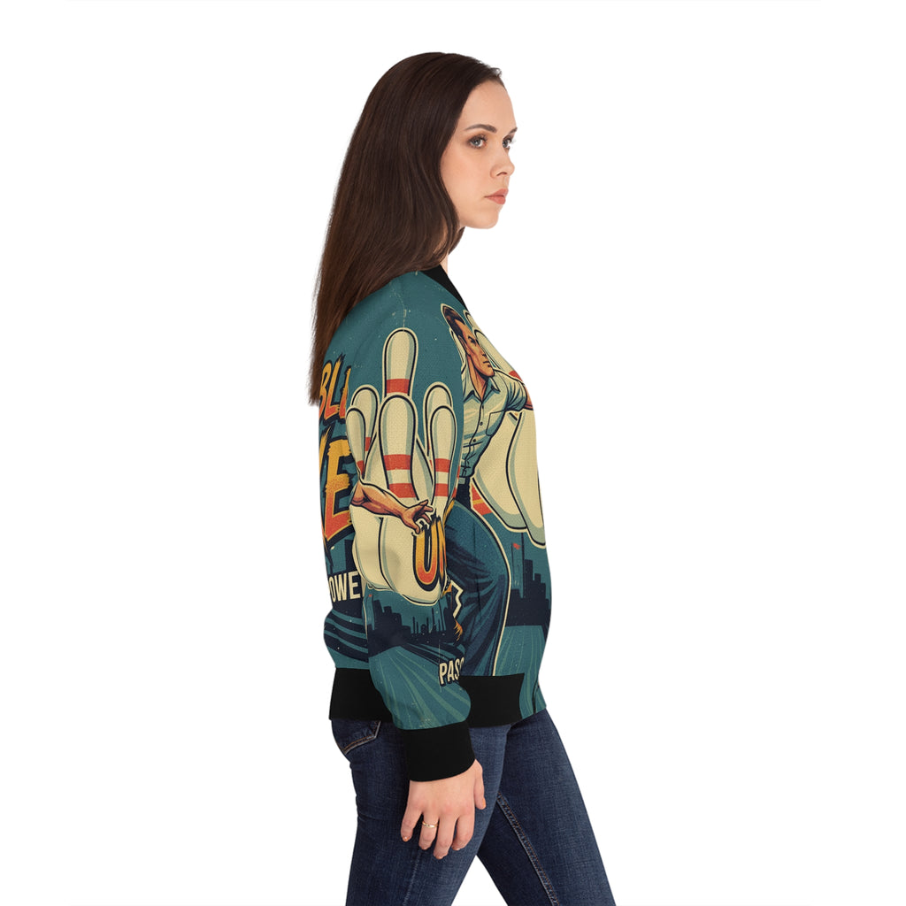 Frauen Bomberjacke Bowling – Unstoppable Strike | Figurbetont