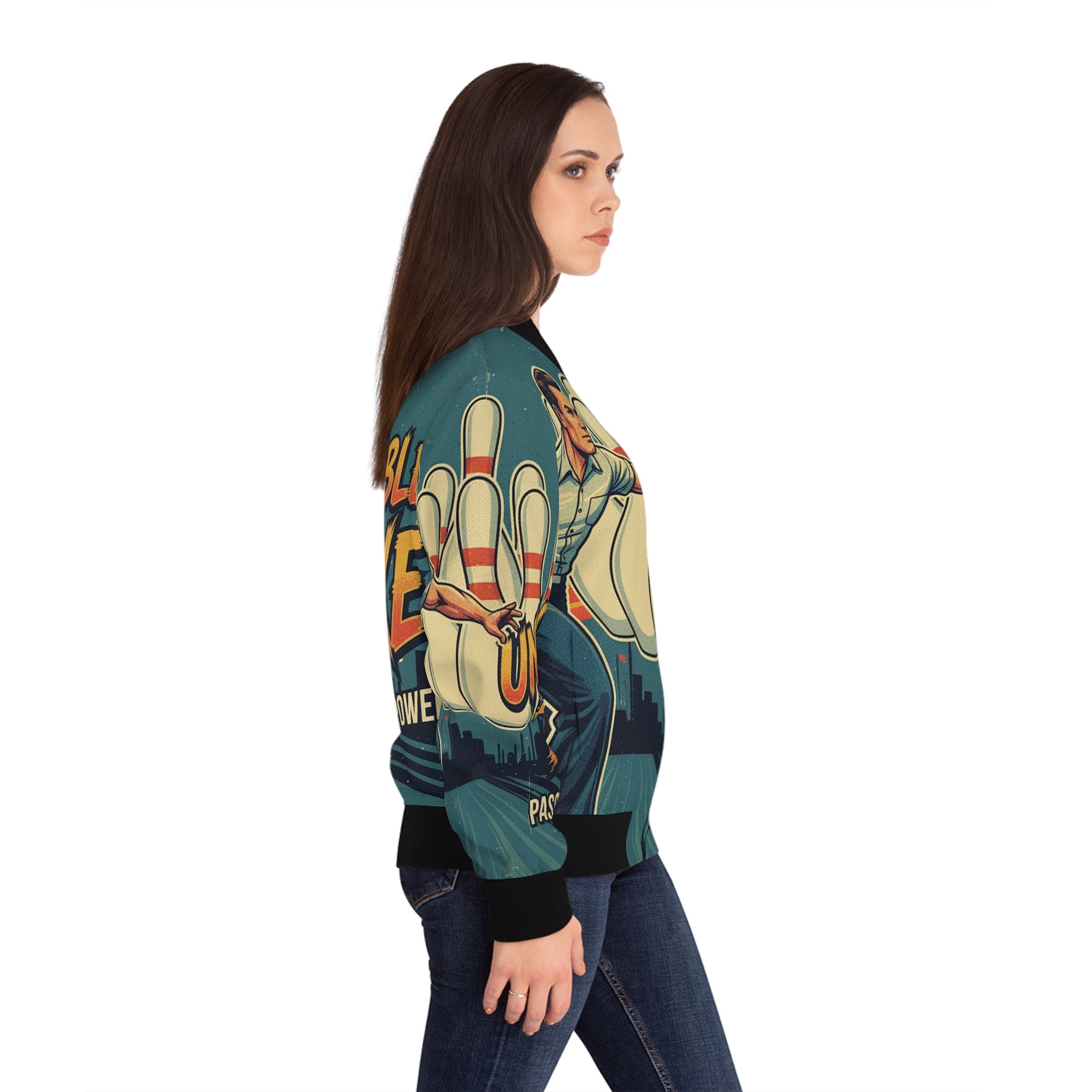 Frauen Bomberjacke Bowling – Unstoppable Strike | Figurbetont