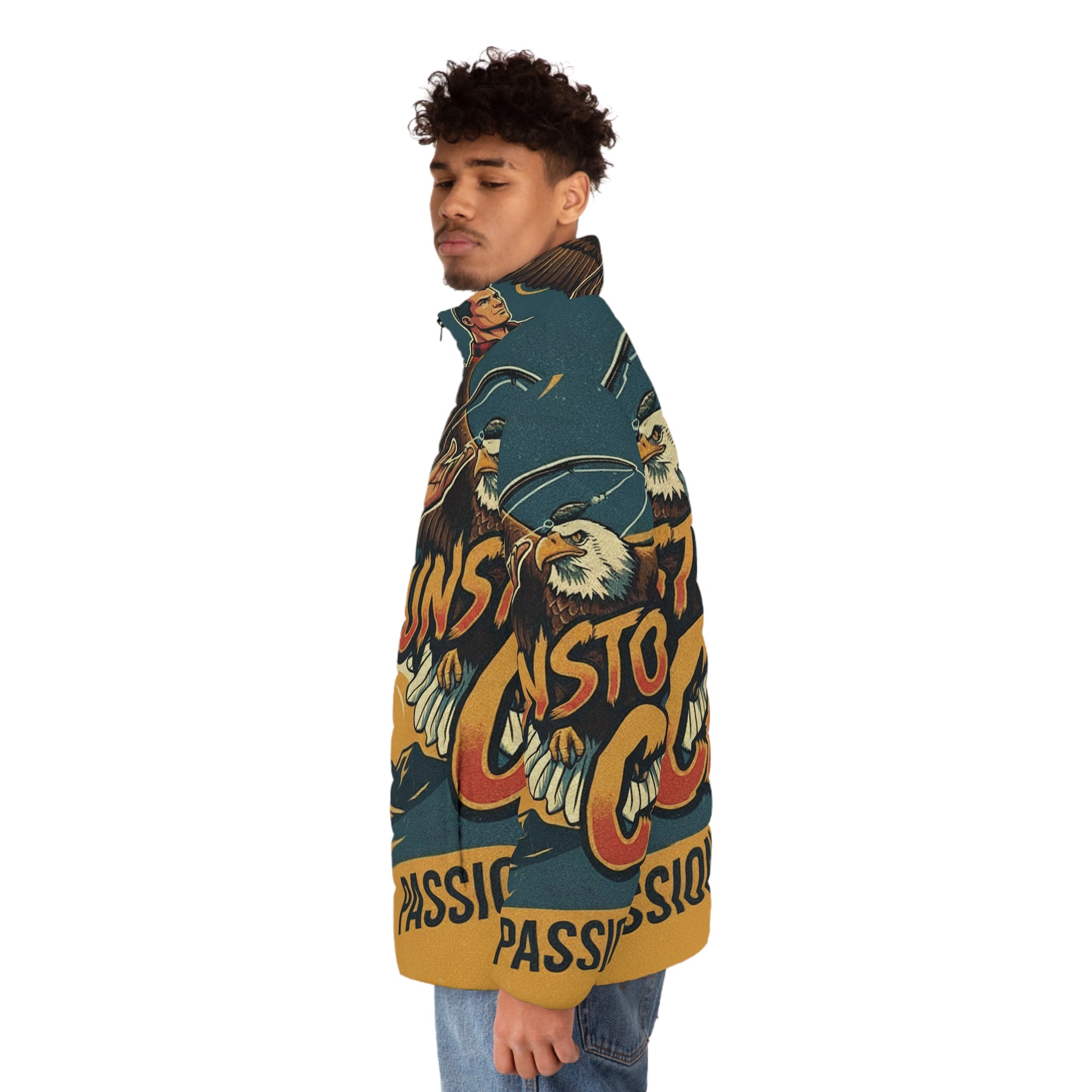 Männer Angel Steppjacke – "Unstoppable Catch" | All-Over-Print | Phönix-Potsdam®