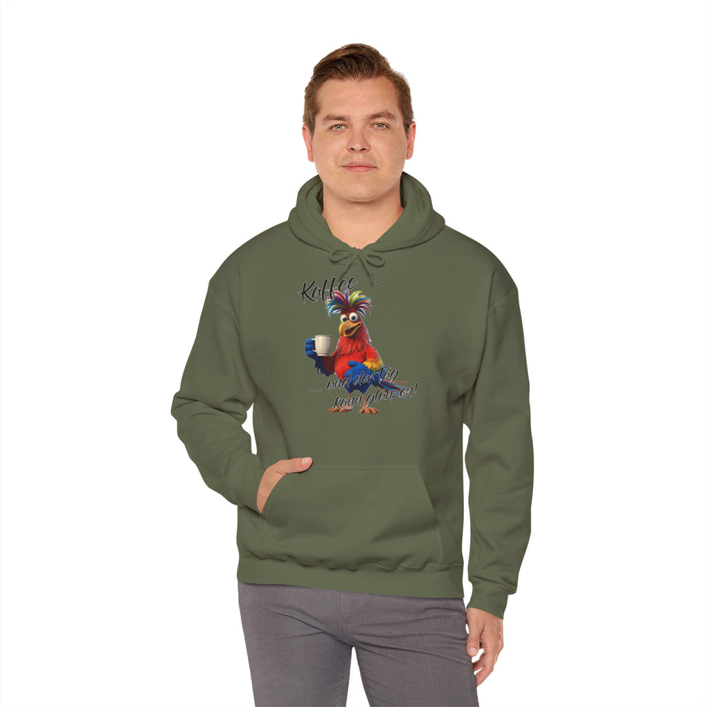 Hahn „Kaffee … und der Tag kann glänzen!“ Hoodie | Humor | Phönix-Potsdam®