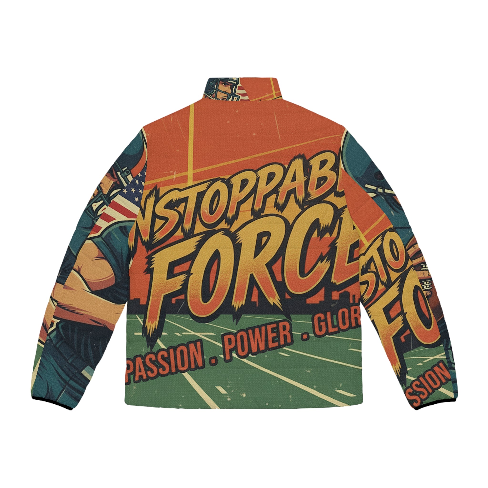 Männer American Football Steppjacke – "Unstoppable Force" | All-Over-Print | Phönix-Potsdam®