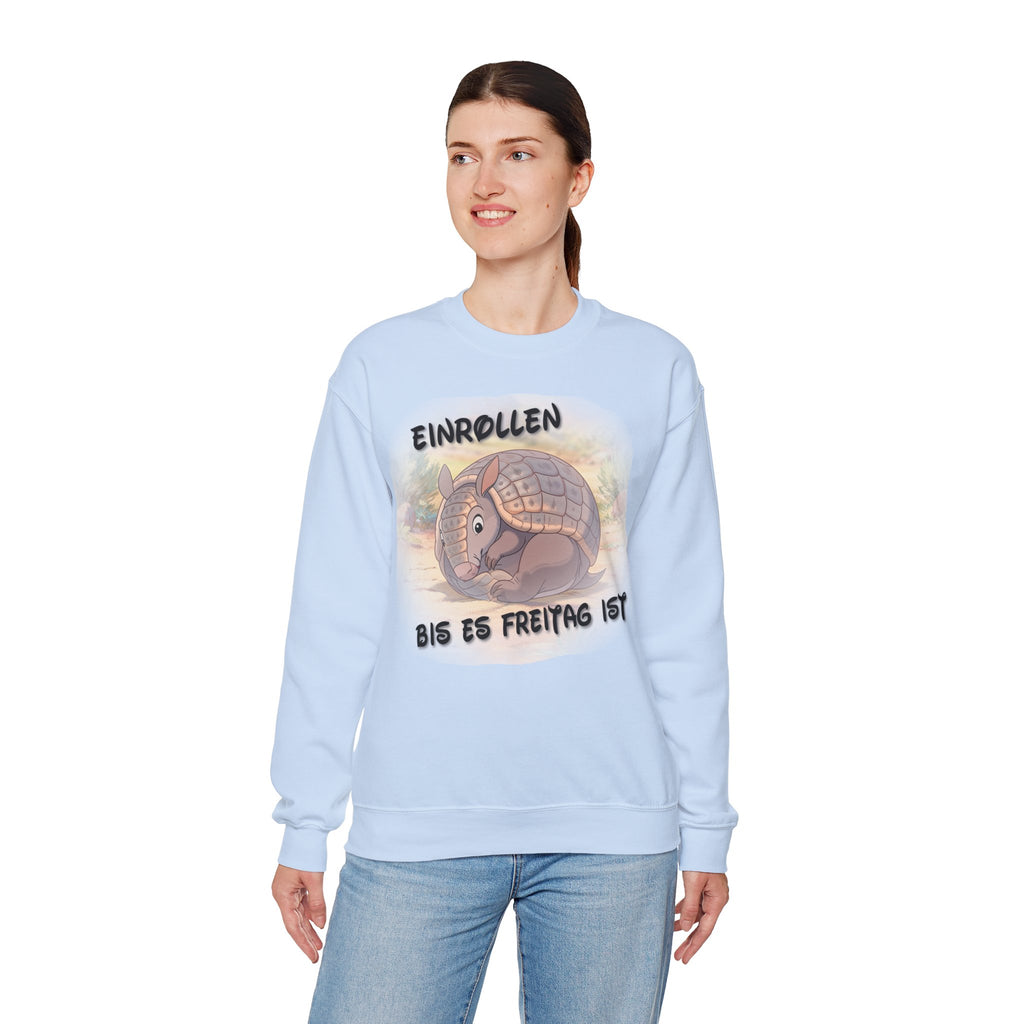 Gürteltier „Einrollen bis es Freitag ist“ Rundhals-Sweatshirt | Phönix-Potsdam®