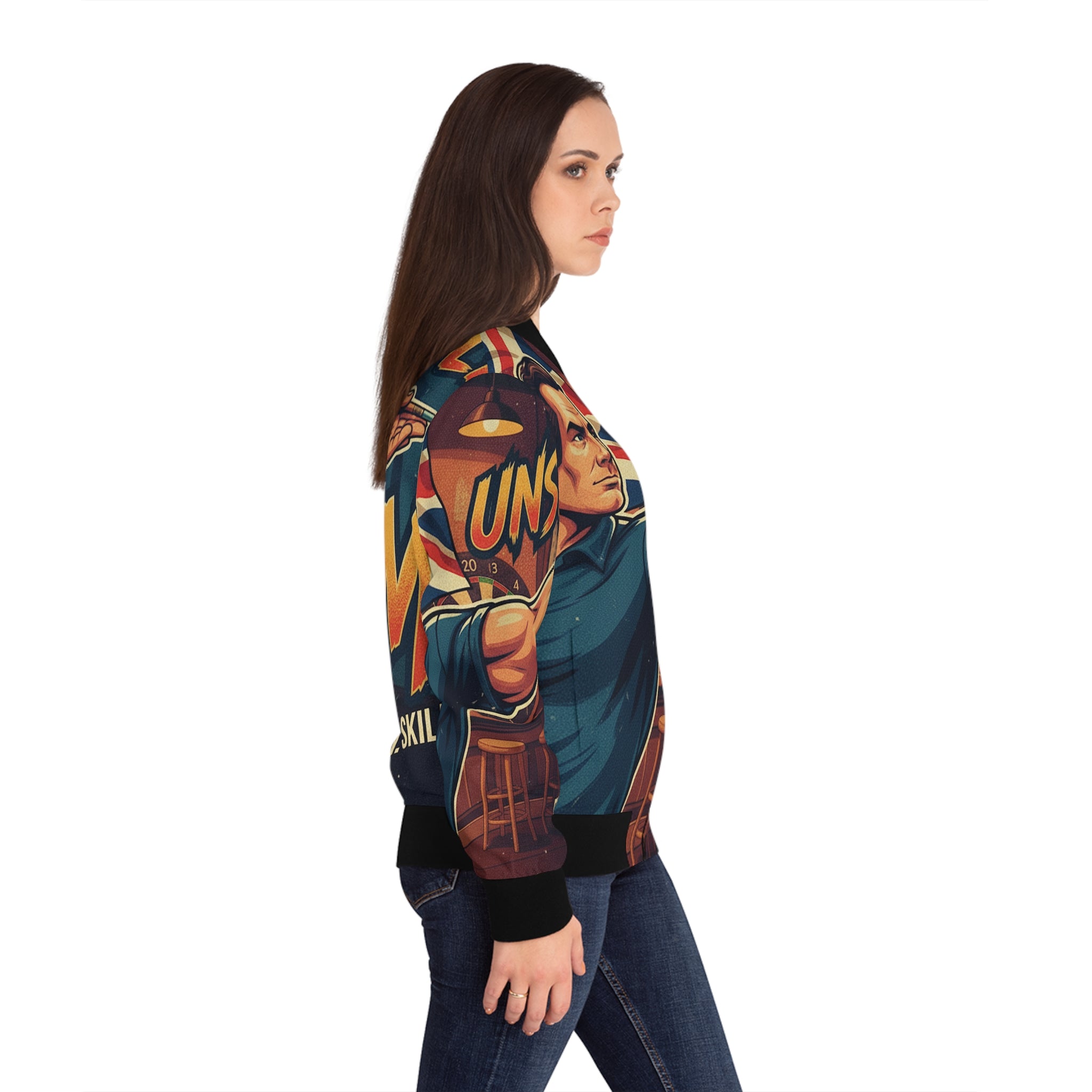 Frauen Dart Bomberjacke – "Unstoppable Aim" | Figurbetont