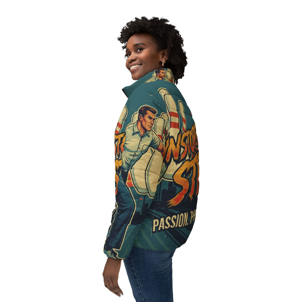 Frauen Bowling Steppjacke – "Unstoppable Strike" | All-Over-Print | Phönix-Potsdam®