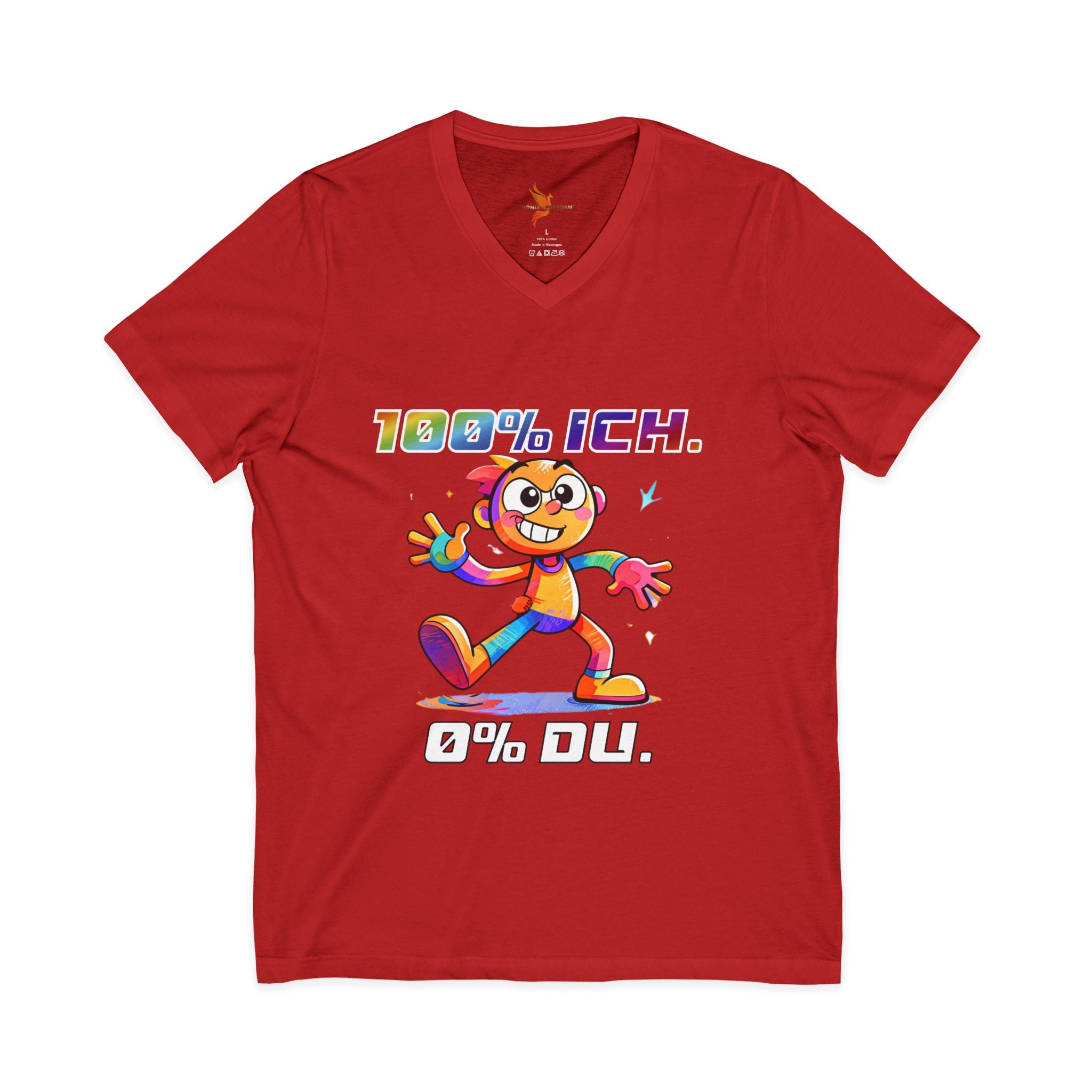 T-Shirt V-Ausschnitt „100 % ICH – 0 % DU“ | Humor | Phönix-Potsdam®