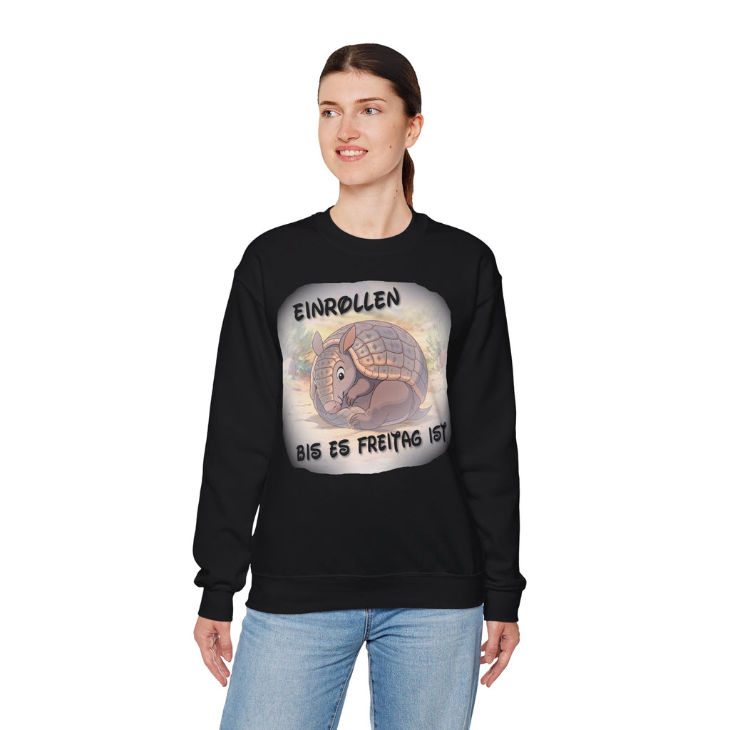 Gürteltier „Einrollen bis es Freitag ist“ Rundhals-Sweatshirt | Phönix-Potsdam®