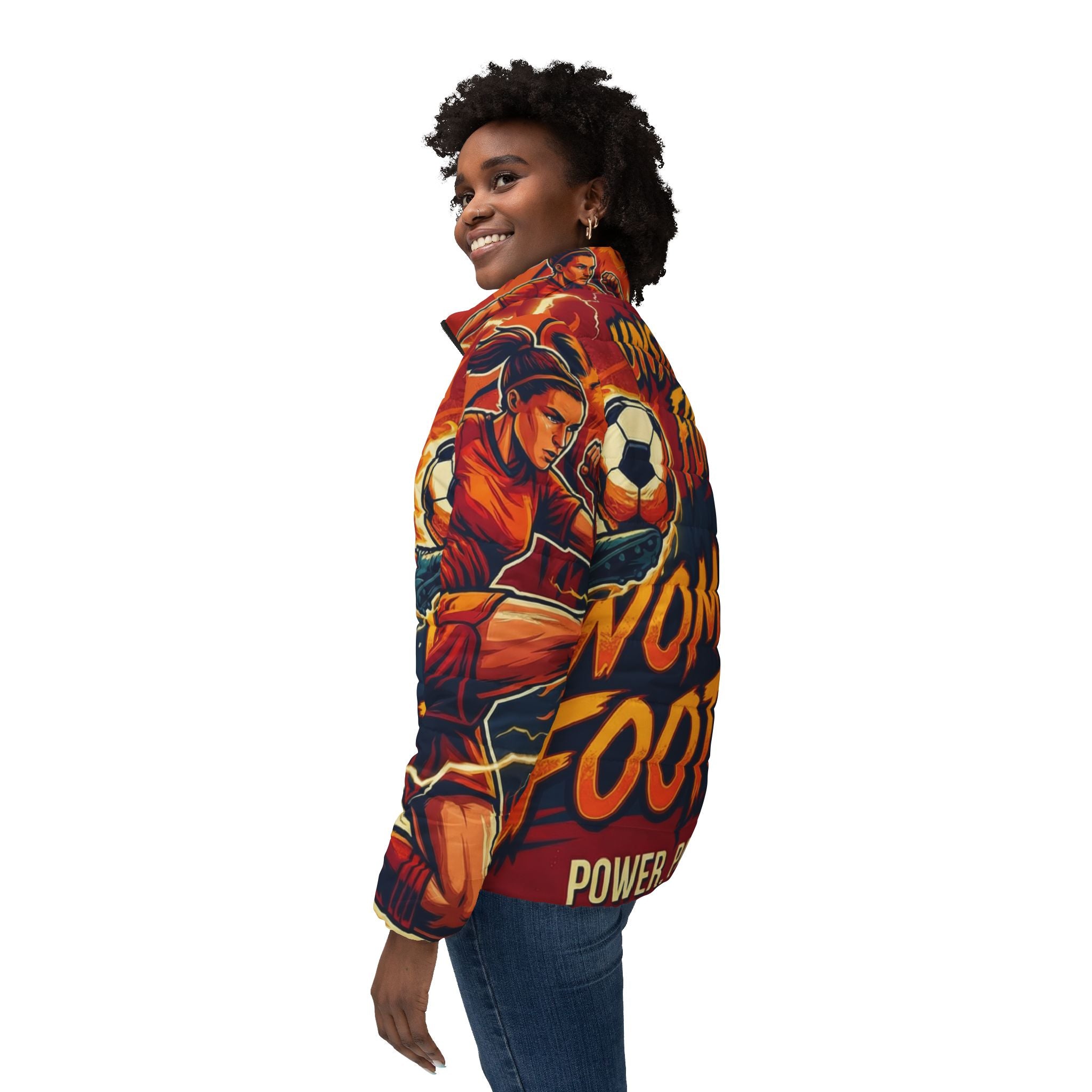 Frauen Fußball Steppjacke – "Unstoppable Force" | All-Over-Print | Phönix-Potsdam®