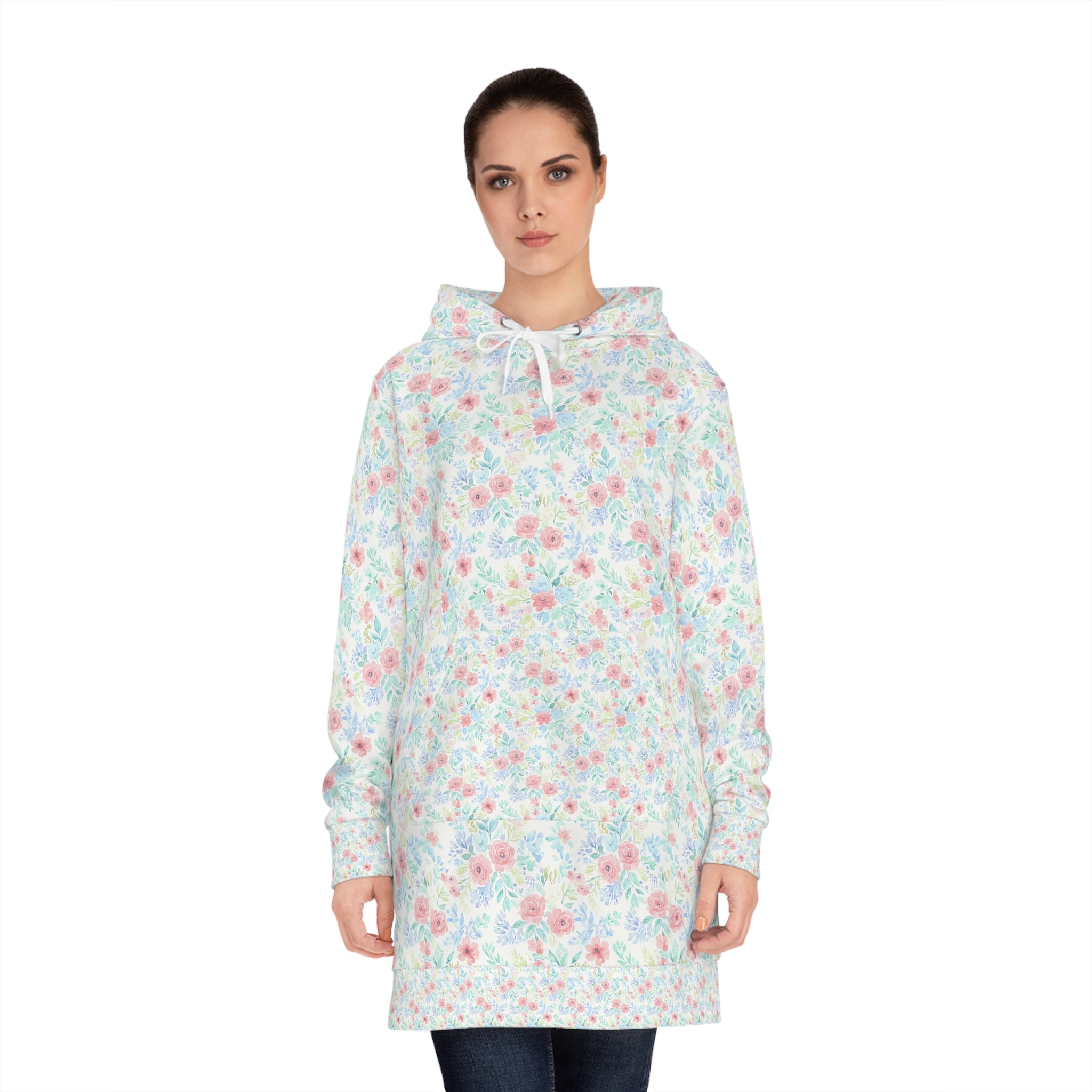 Long-Hoodie AOP „Blumen“ | Pastell Floral | Phönix-Potsdam®