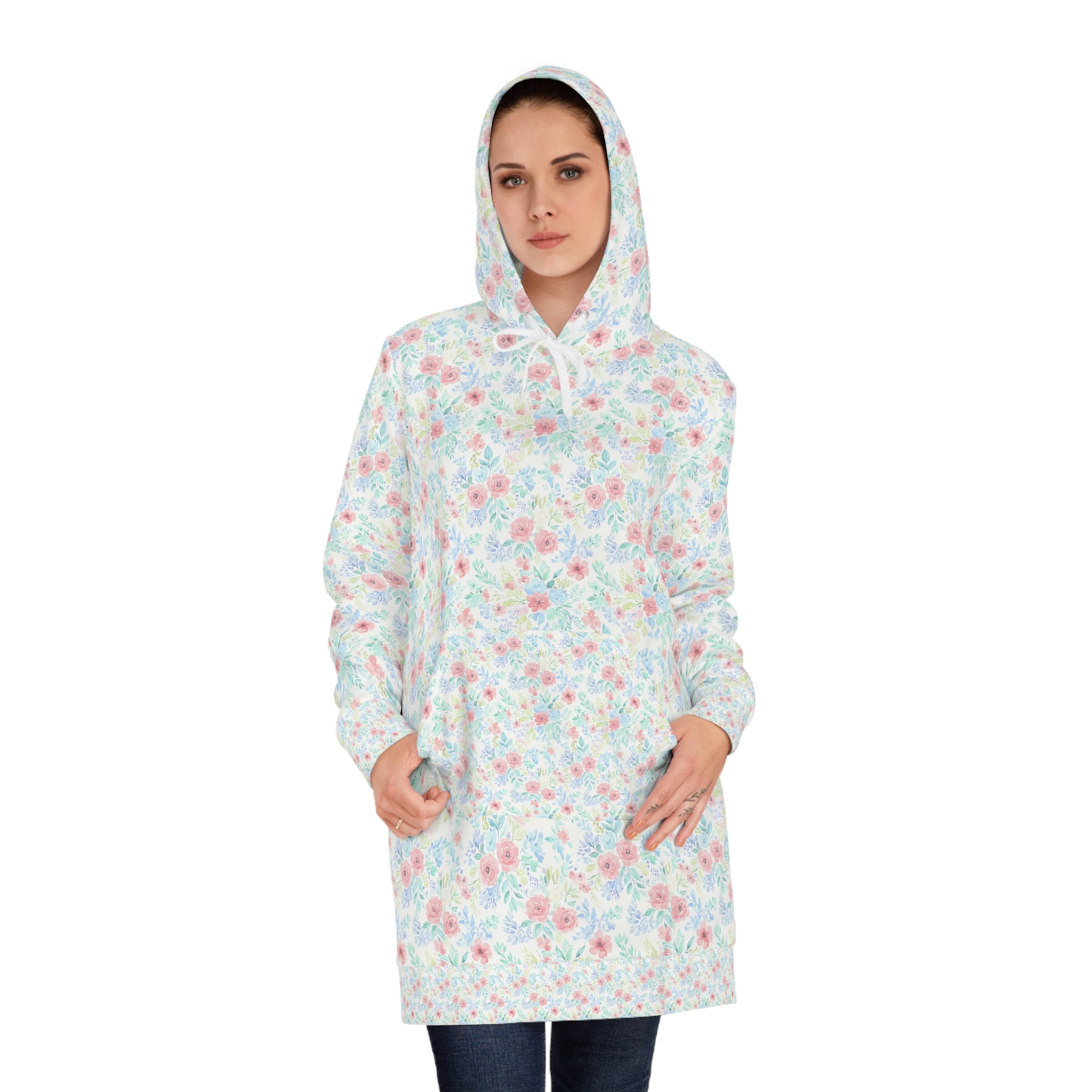 Long-Hoodie AOP „Blumen“ | Pastell Floral | Phönix-Potsdam®