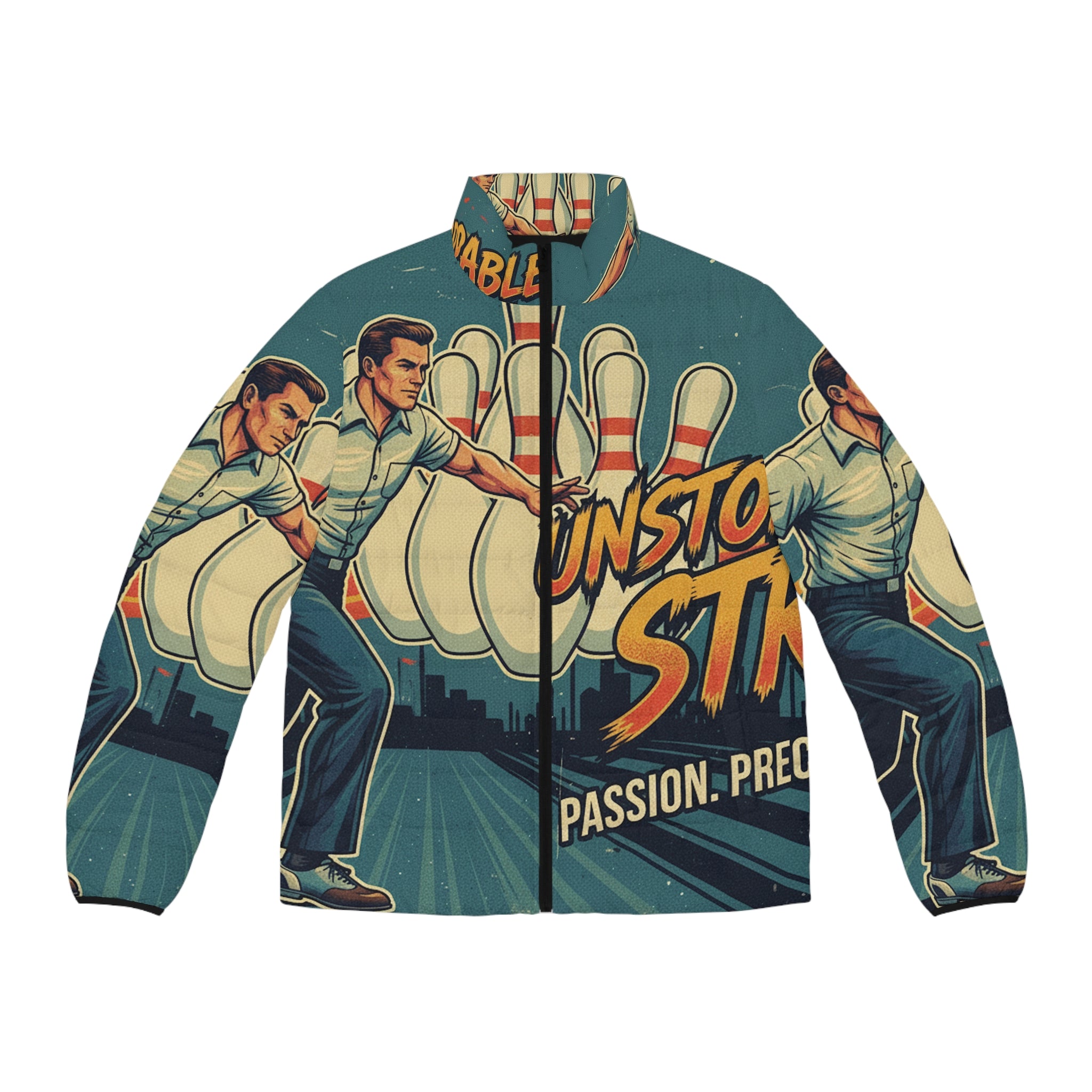Männer Bowling Steppjacke – "Unstoppable Strike" | All-Over-Print | Phönix-Potsdam®