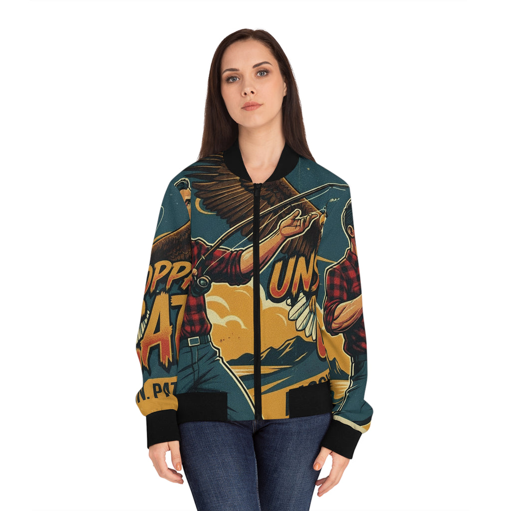Frauen Bomberjacke Angeln – Unstoppable Catch | Figurbetont