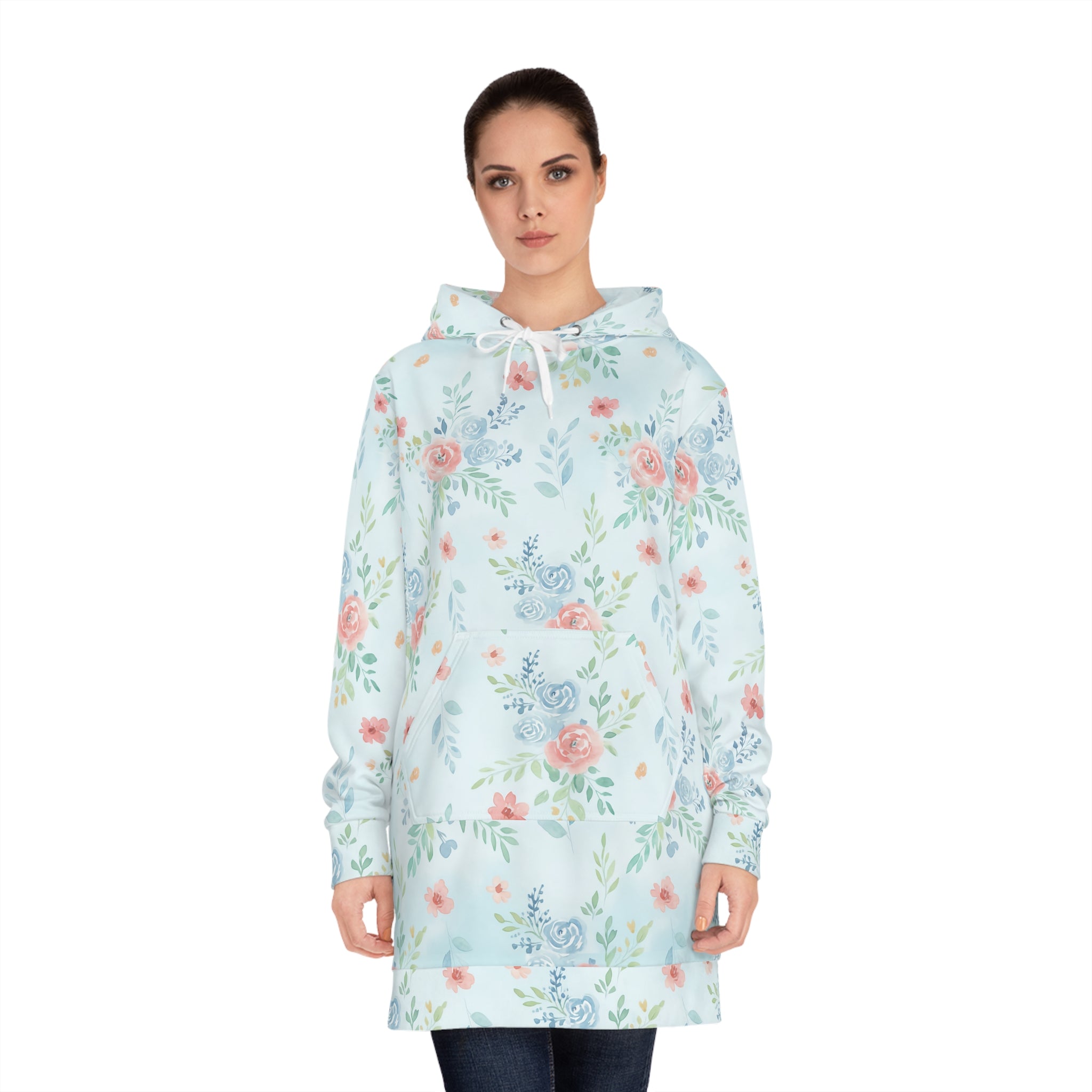 Long-Hoodie AOP „Blumen“ | Pastell Floral | Phönix-Potsdam®