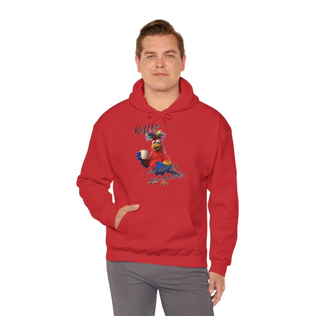 Hahn „Kaffee … und der Tag kann glänzen!“ Hoodie | Humor | Phönix-Potsdam®
