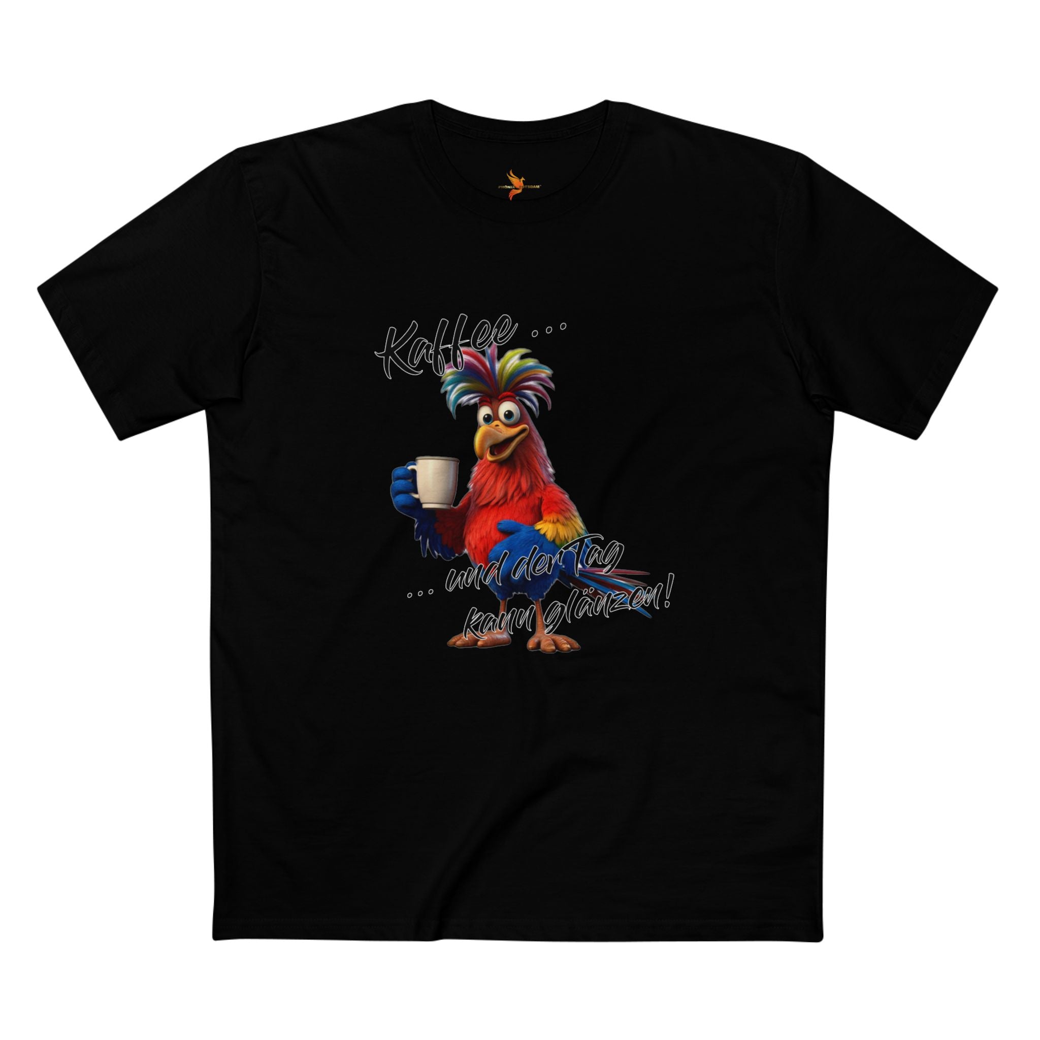 Papagei „Kaffee … und der Tag kann glänzen!“ T-Shirt | Humor | Phönix-Potsdam®