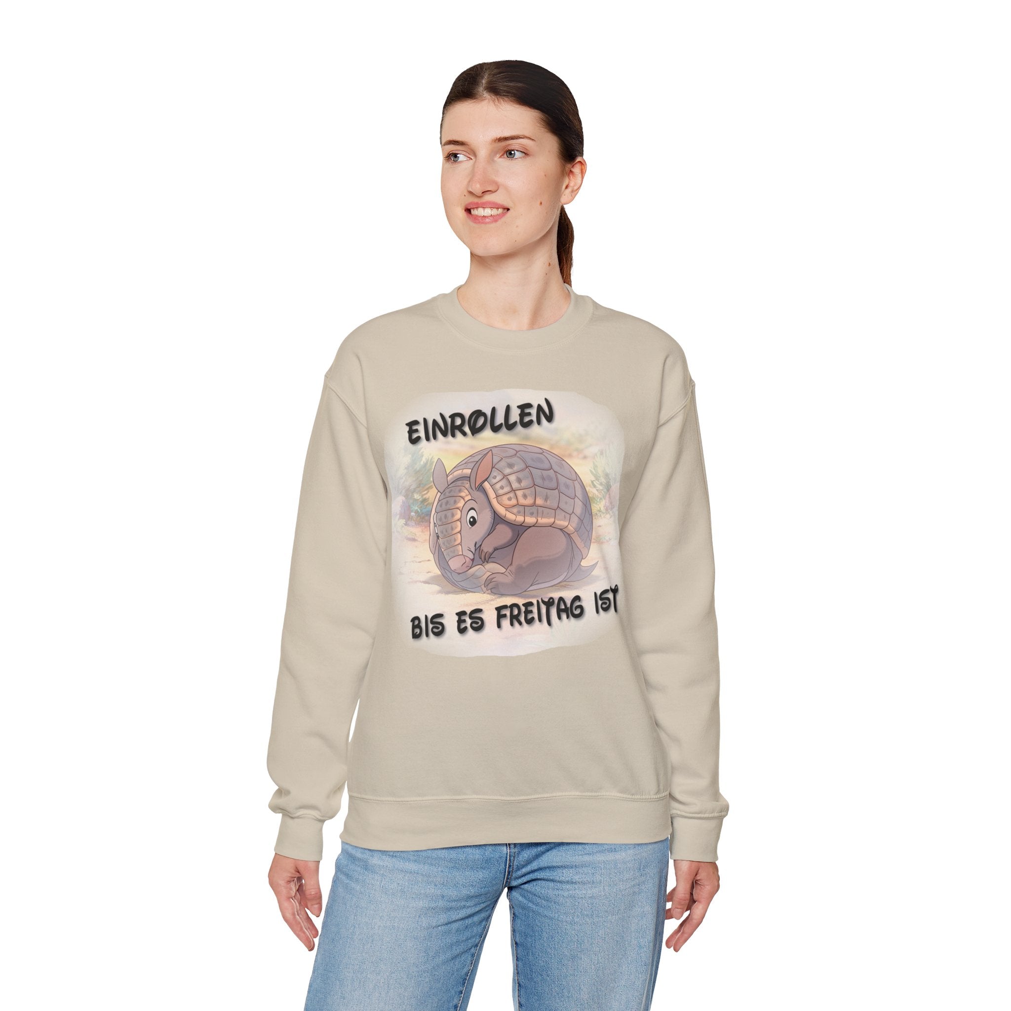 Gürteltier „Einrollen bis es Freitag ist“ Rundhals-Sweatshirt | Phönix-Potsdam®