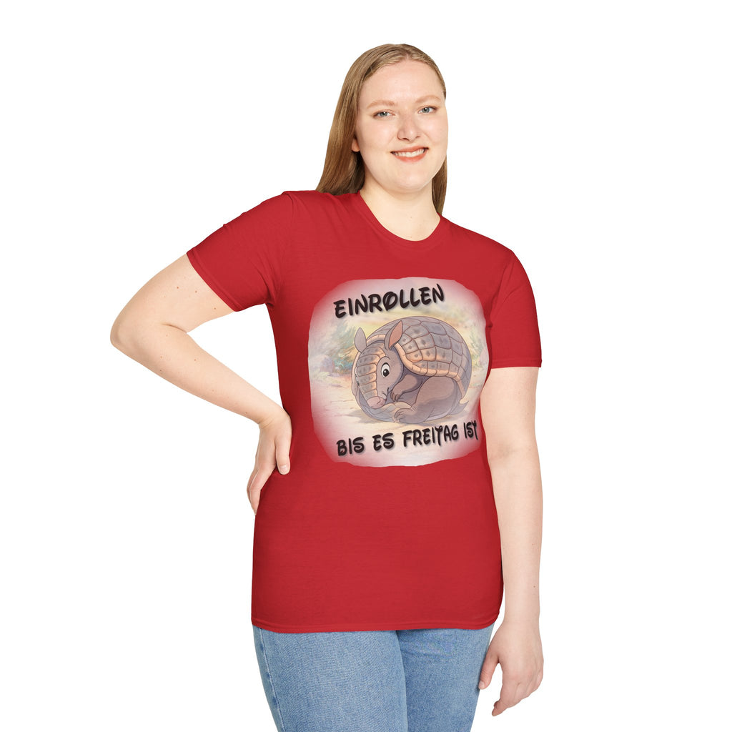 Gürteltier „Einrollen bis es Freitag ist“ T-Shirt | Phönix-Potsdam®