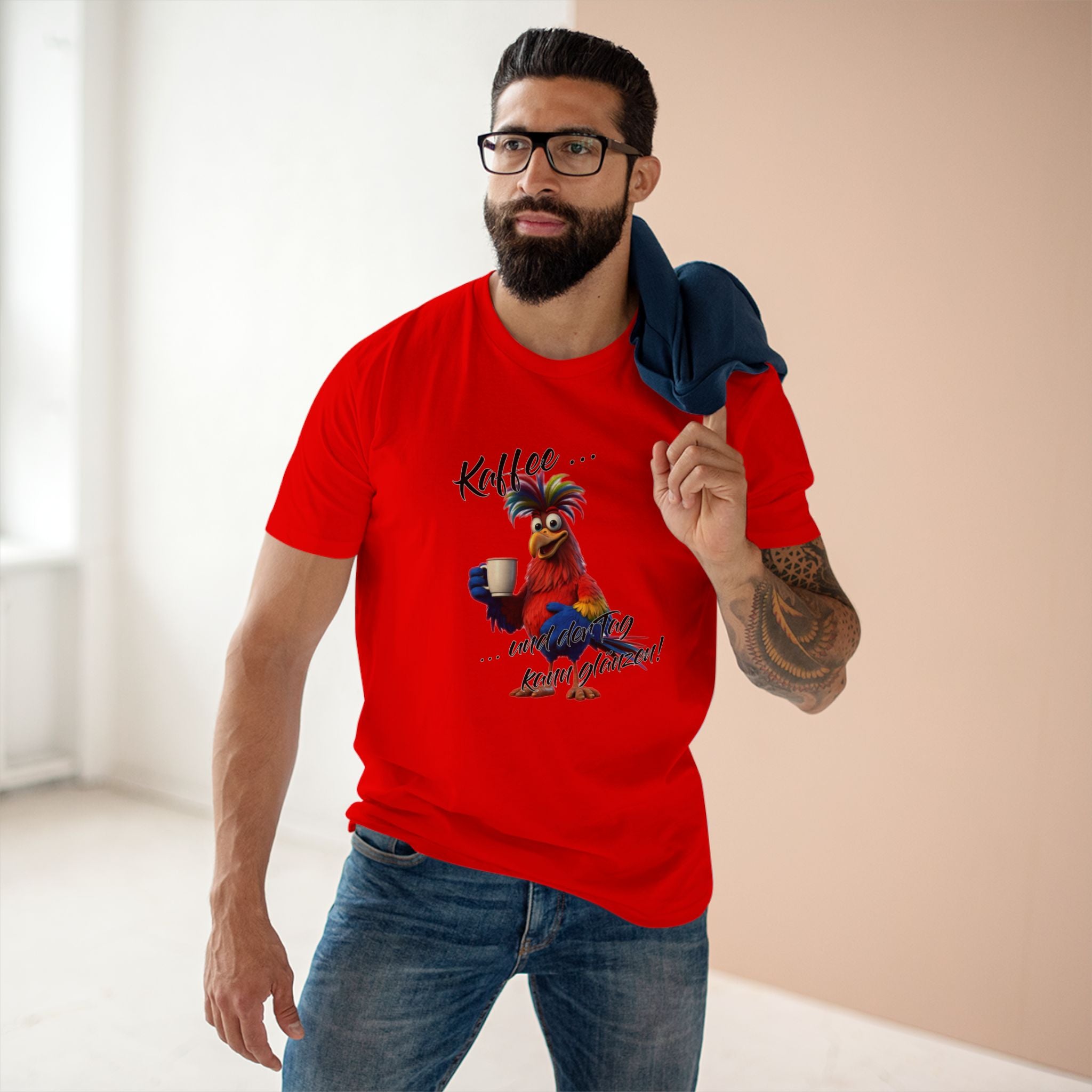 Papagei „Kaffee … und der Tag kann glänzen!“ T-Shirt | Humor | Phönix-Potsdam®