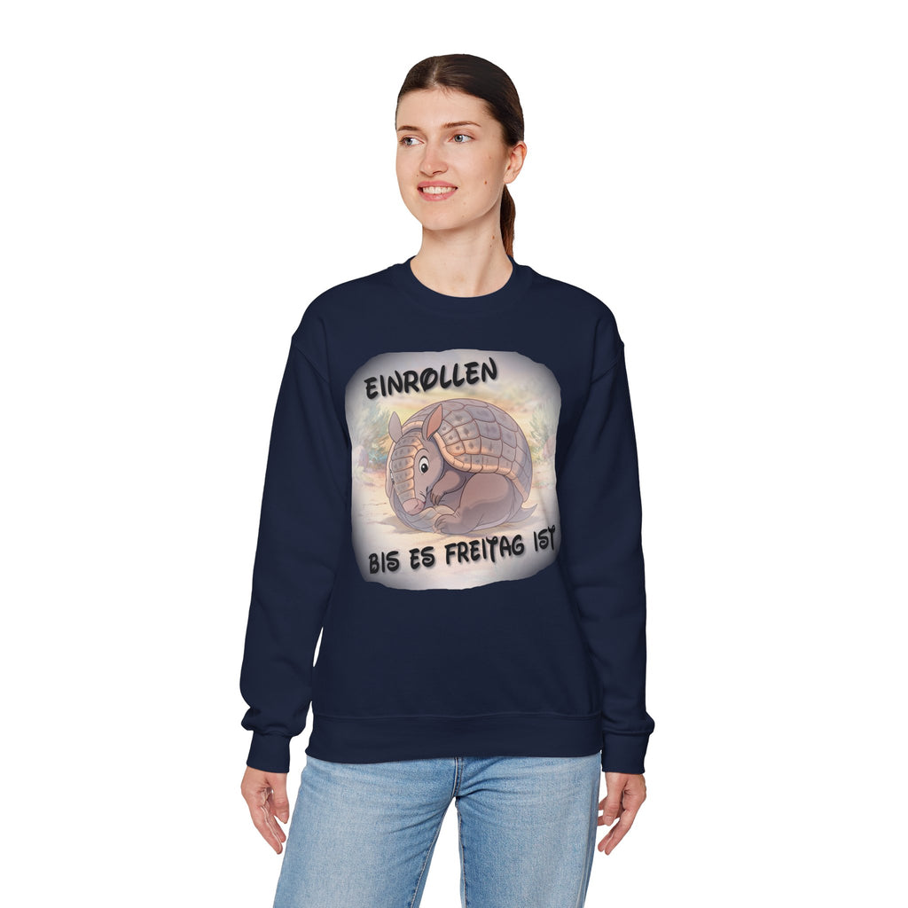 Gürteltier „Einrollen bis es Freitag ist“ Rundhals-Sweatshirt | Phönix-Potsdam®
