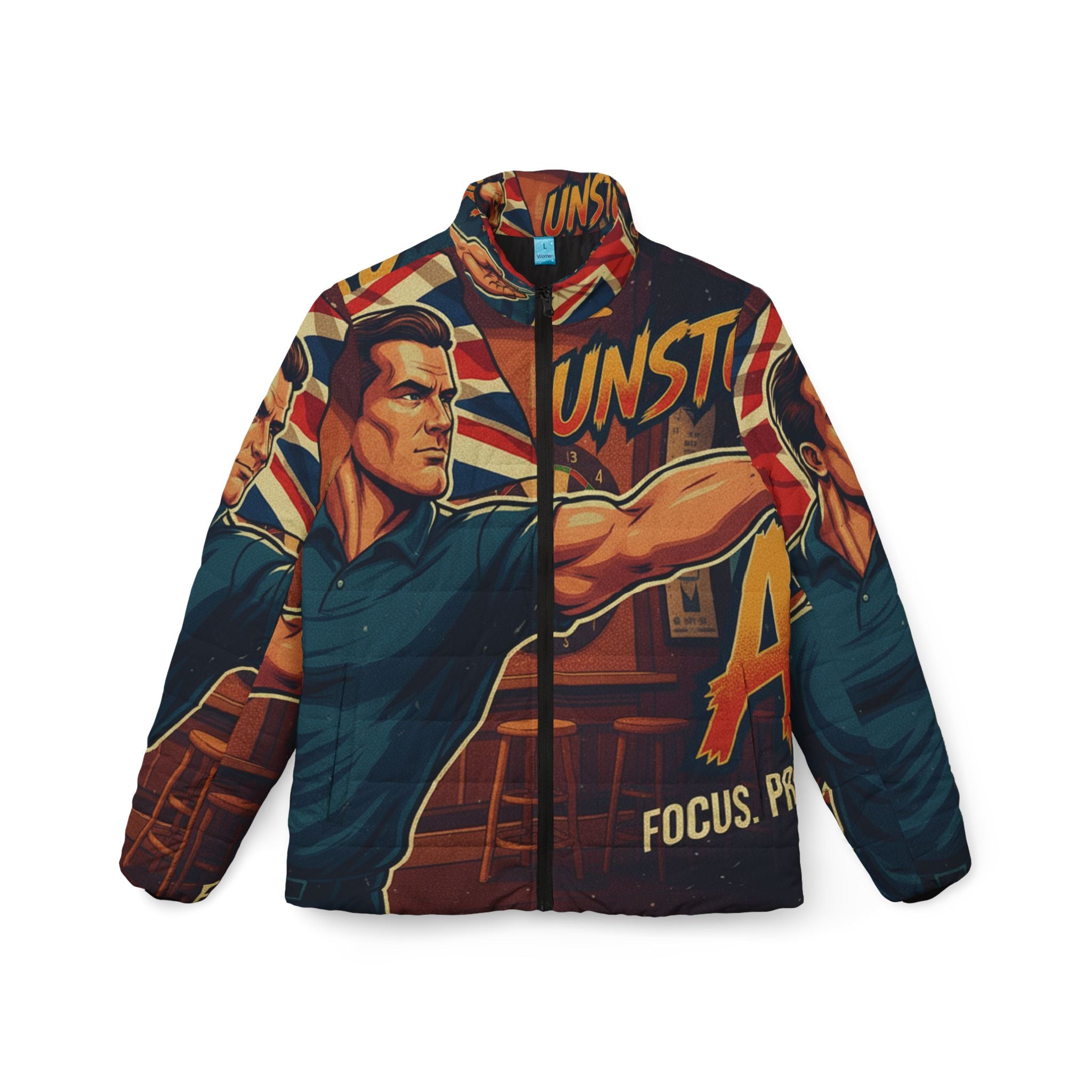 Frauen Dart Steppjacke – "Unstoppable Aim" | All-Over-Print | Phönix-Potsdam®