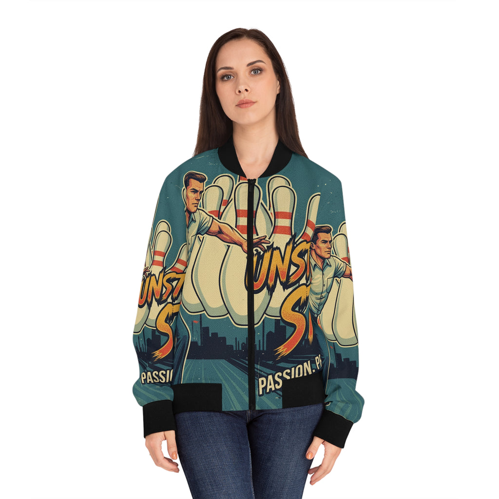 Frauen Bomberjacke Bowling – Unstoppable Strike | Figurbetont