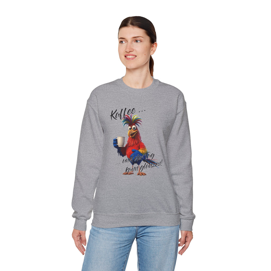 Hahn „Kaffee … und der Tag kann glänzen!“ Sweatshirt | Humor | Phönix-Potsdam®