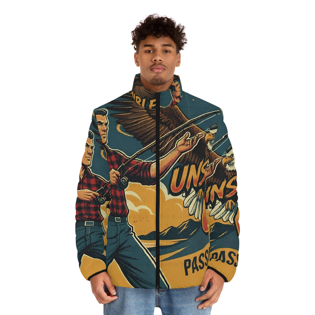 Männer Angel Steppjacke – "Unstoppable Catch" | All-Over-Print | Phönix-Potsdam®