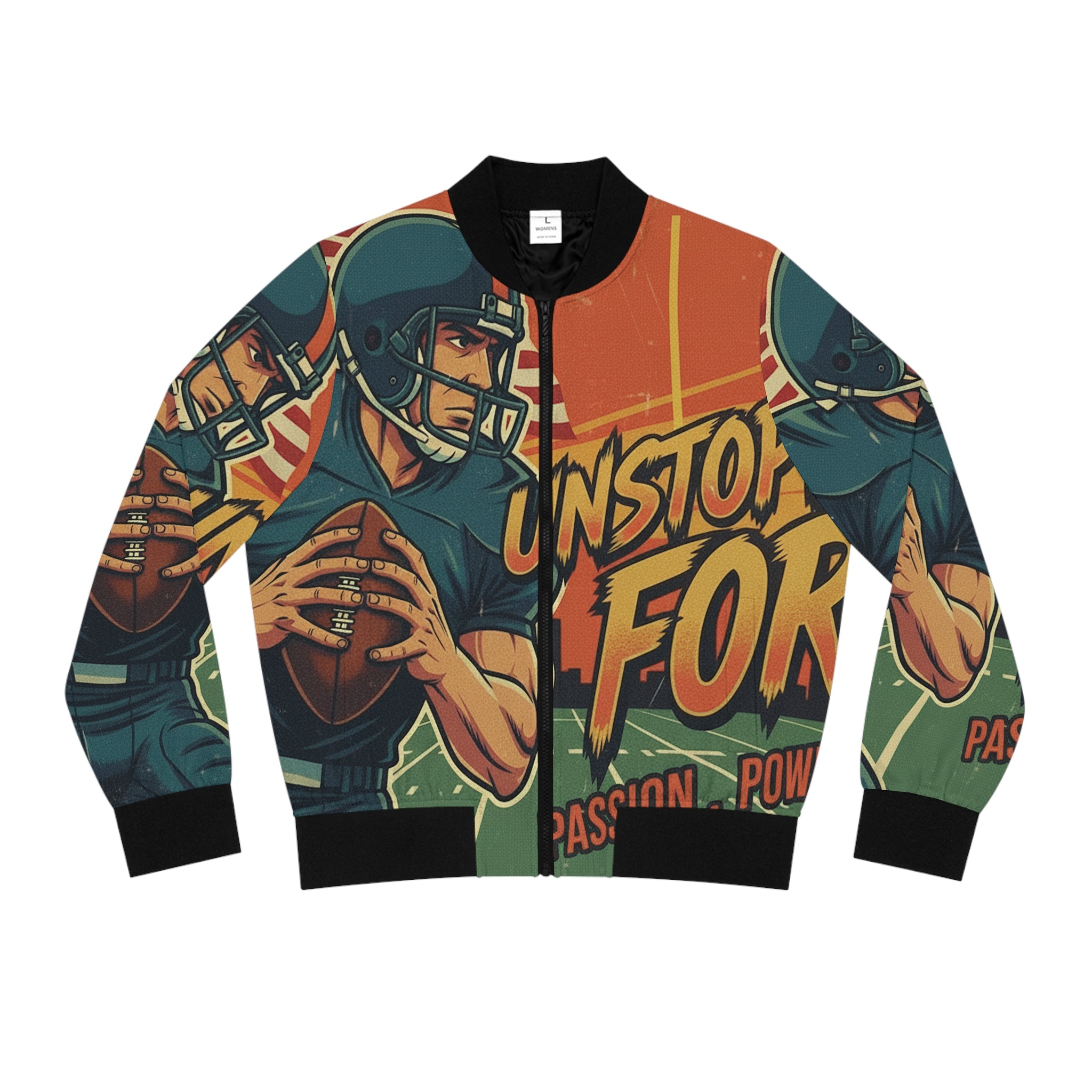 Frauen American Football Bomberjacke – "Unstoppable Force" | Figurbetont