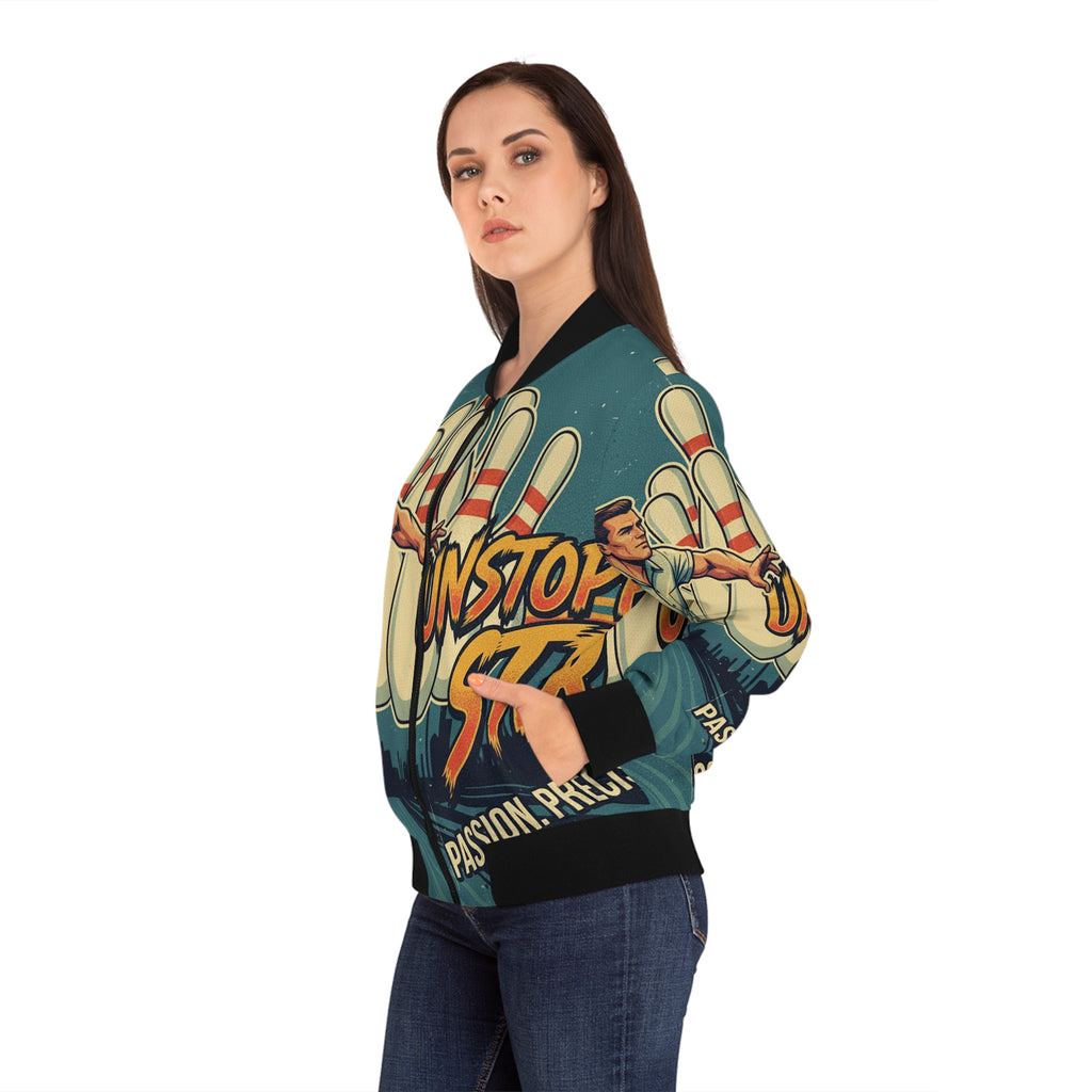 Frauen Bomberjacke Bowling – Unstoppable Strike | Figurbetont