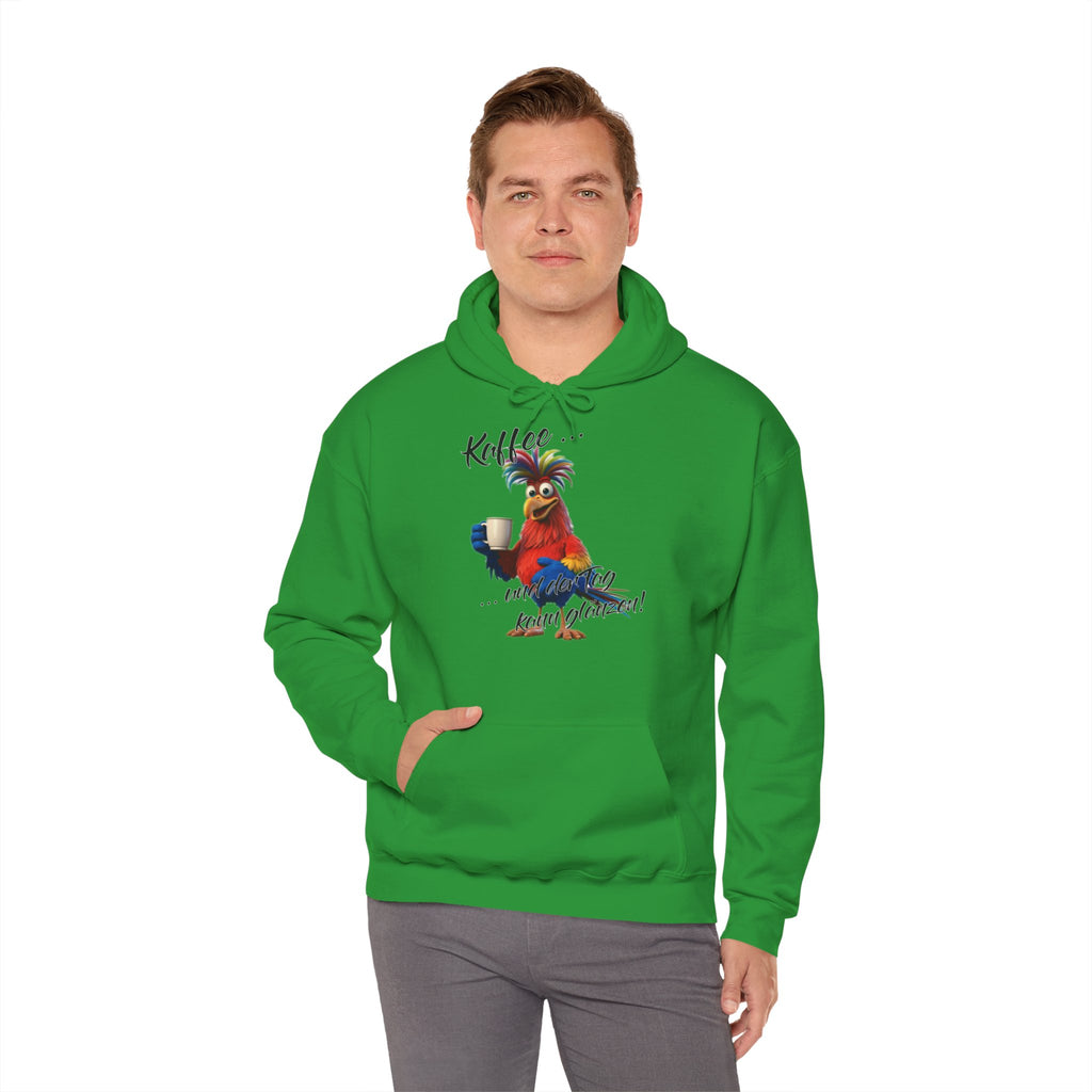 Hahn „Kaffee … und der Tag kann glänzen!“ Hoodie | Humor | Phönix-Potsdam®