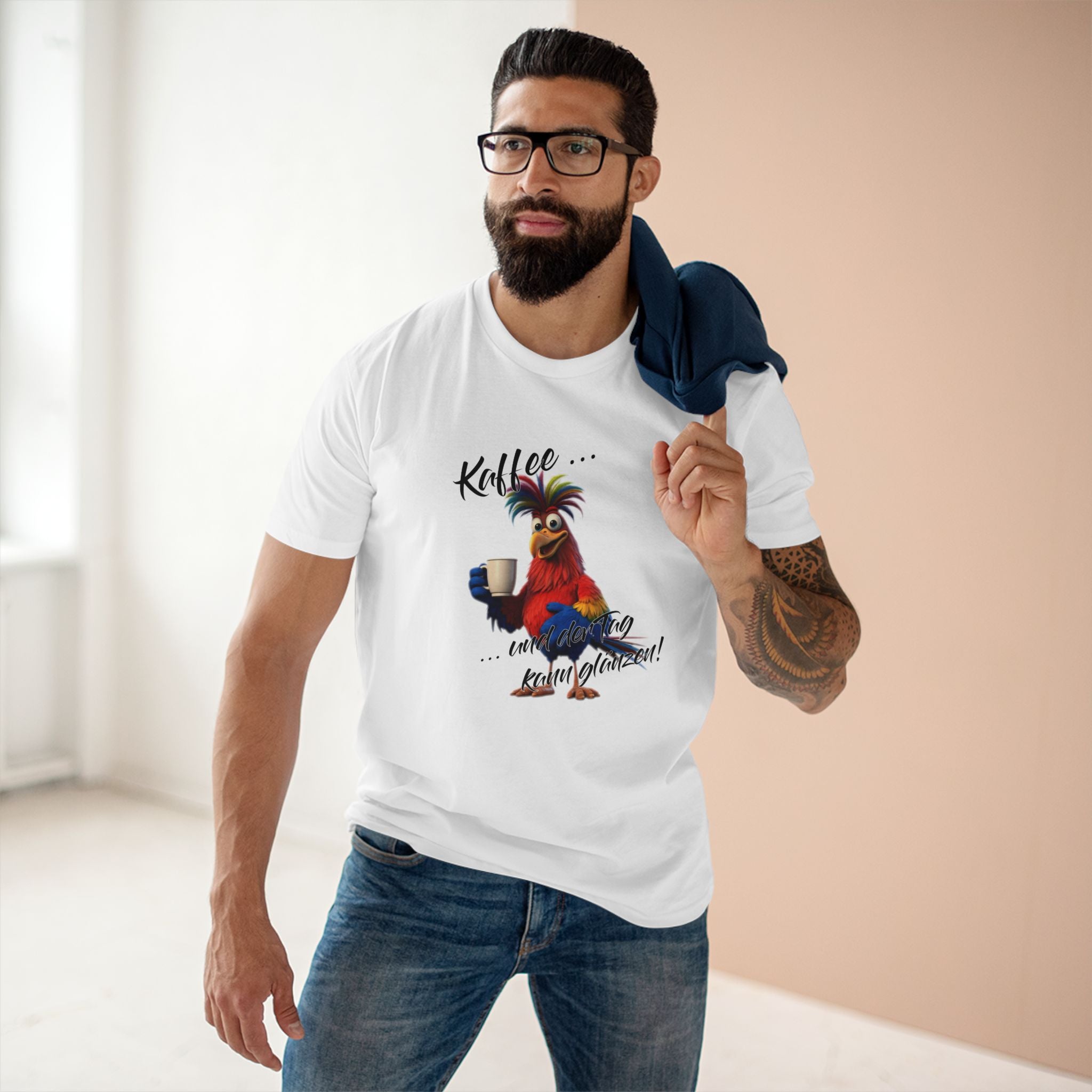 Papagei „Kaffee … und der Tag kann glänzen!“ T-Shirt | Humor | Phönix-Potsdam®