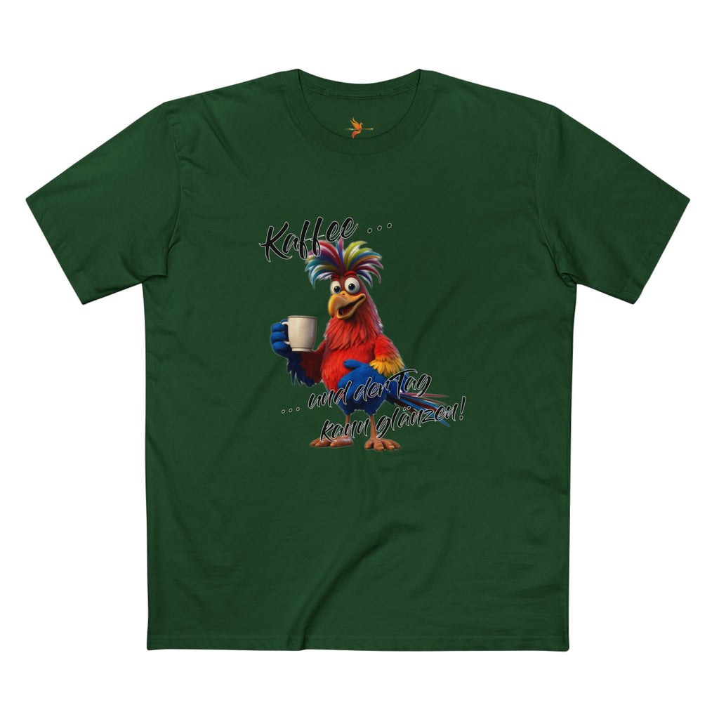 Papagei „Kaffee … und der Tag kann glänzen!“ T-Shirt | Humor | Phönix-Potsdam®
