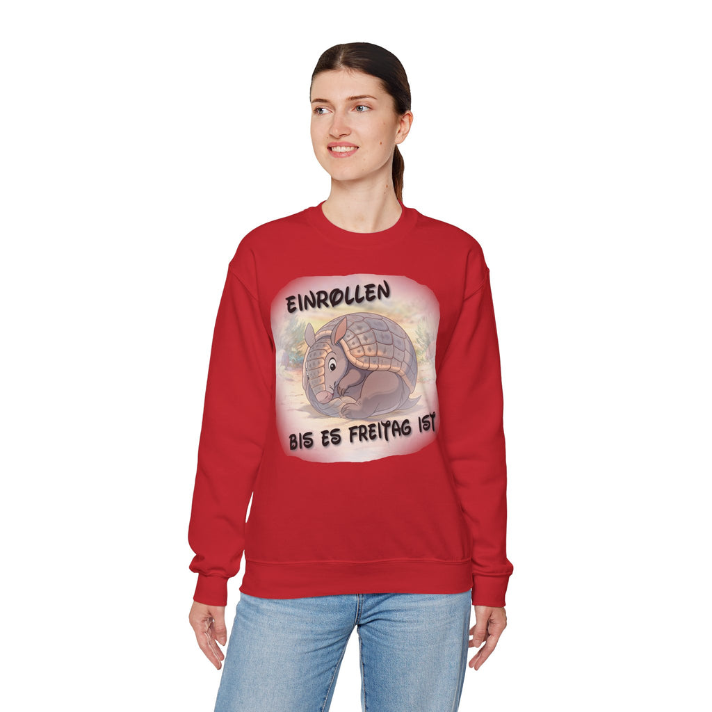 Gürteltier „Einrollen bis es Freitag ist“ Rundhals-Sweatshirt | Phönix-Potsdam®