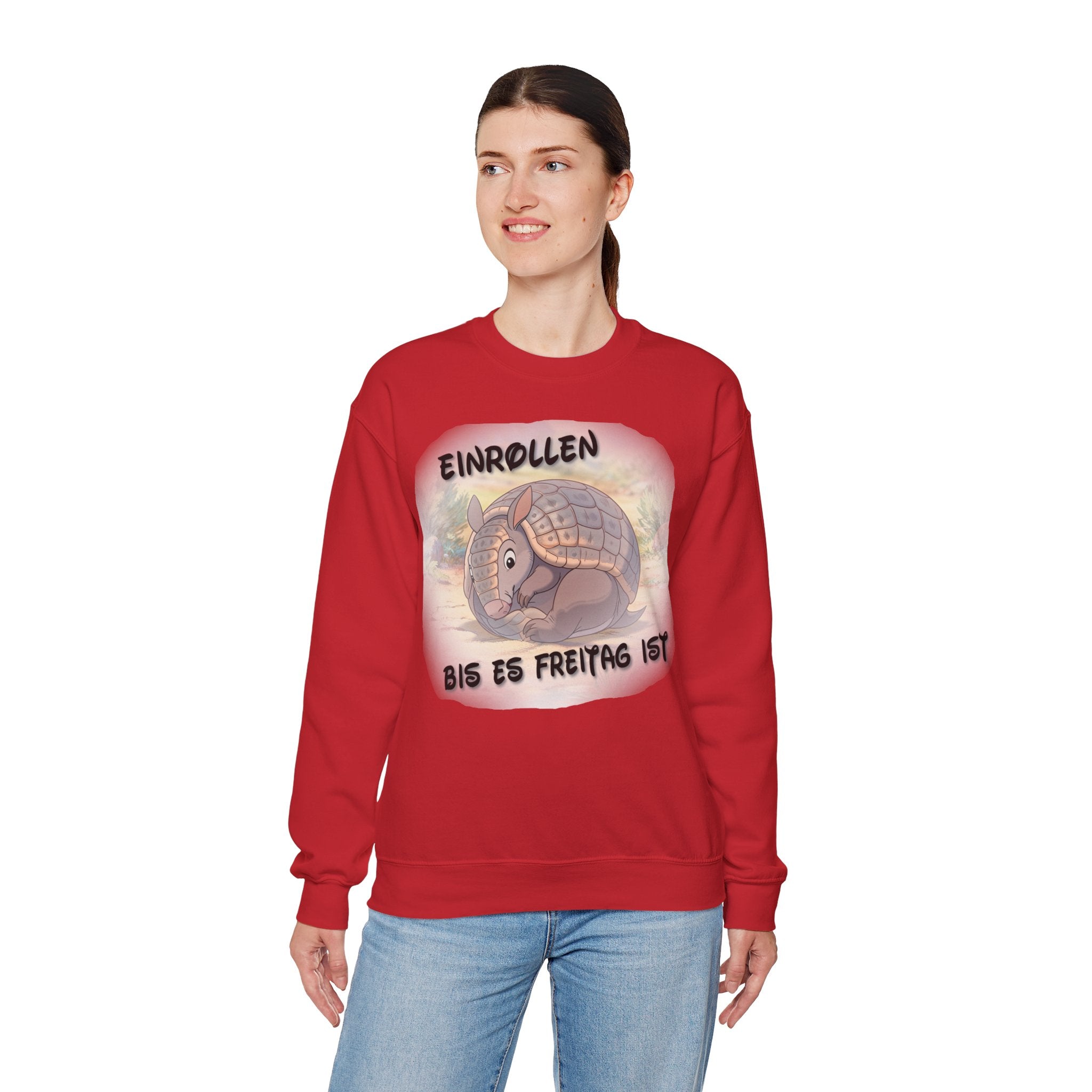 Gürteltier „Einrollen bis es Freitag ist“ Rundhals-Sweatshirt | Phönix-Potsdam®