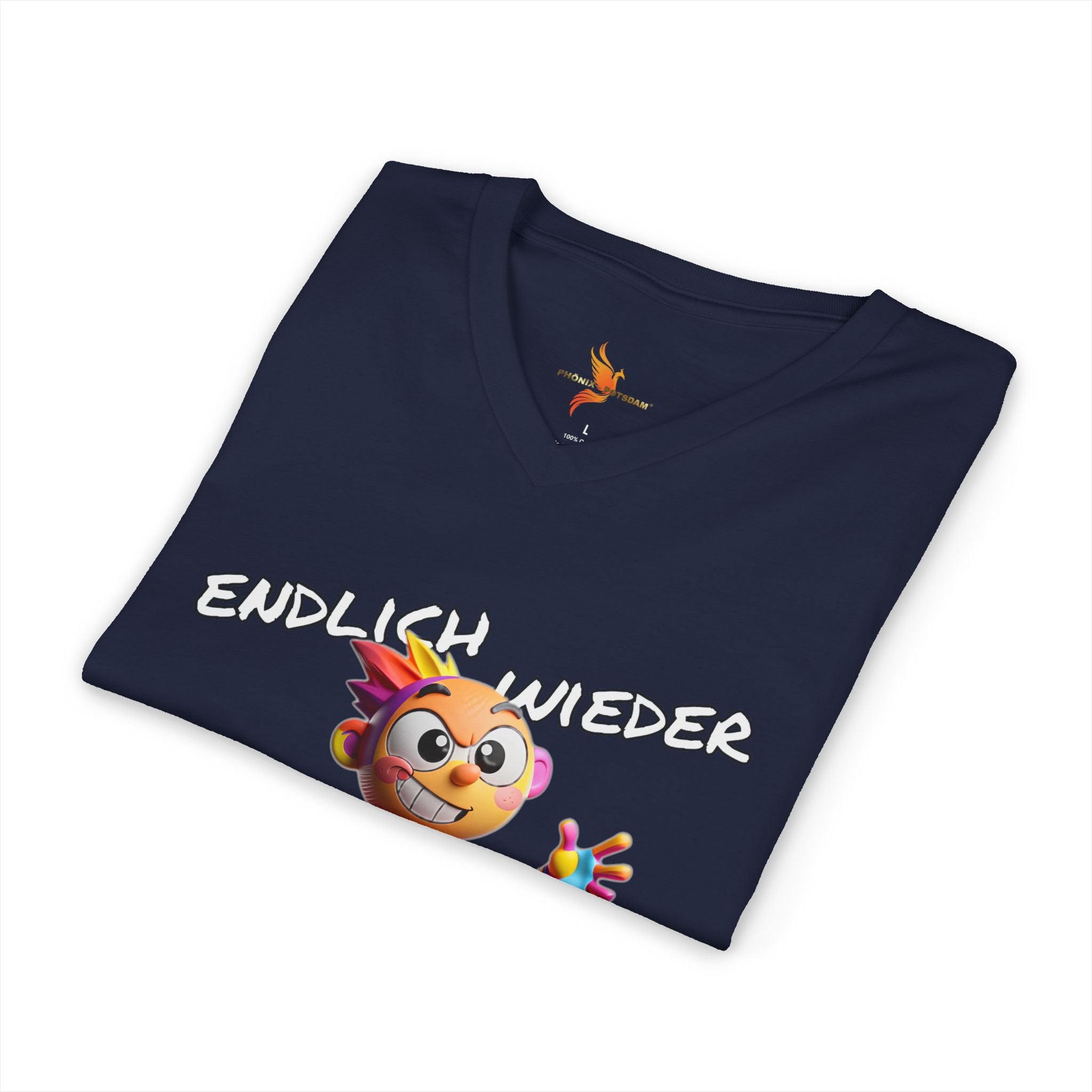 T-Shirt V-Ausschnitt „Endlich wieder BUNT treiben!“ | Humor | Phönix-Potsdam®