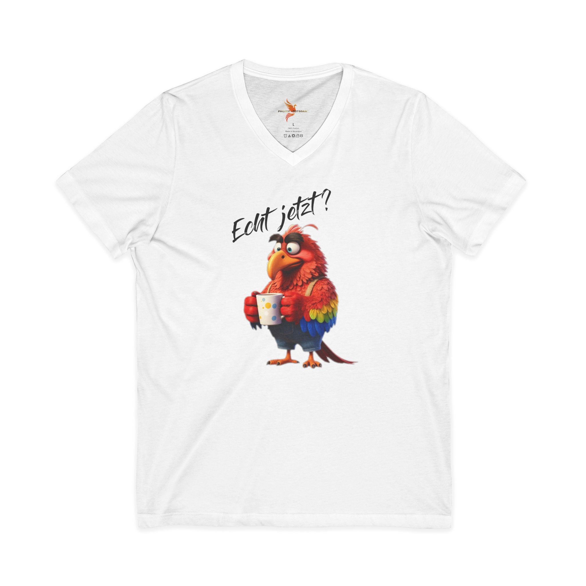 Papagei „Echt jetzt?“ V-Neck T-Shirt | Humor | Phönix-Potsdam®