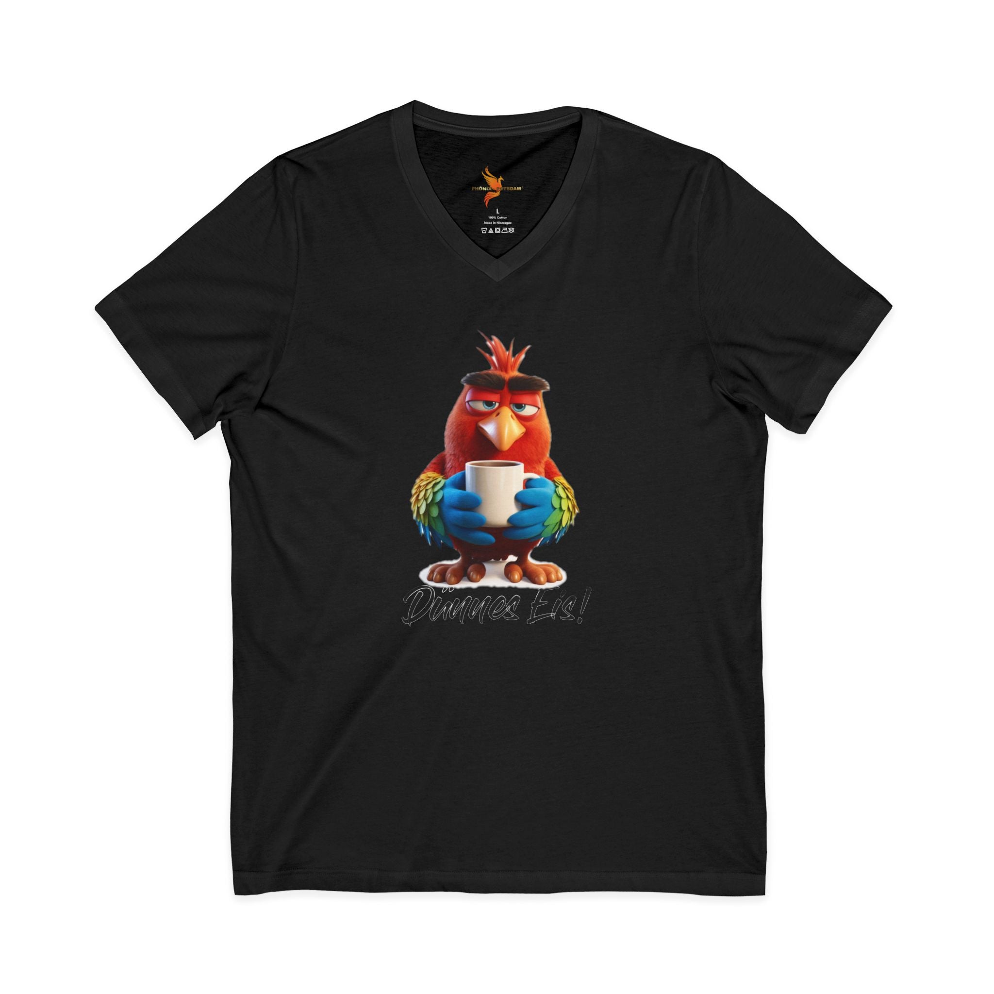 Papagei „Dünnes Eis!“ V-Neck T-Shirt | Humor | Phönix-Potsdam®