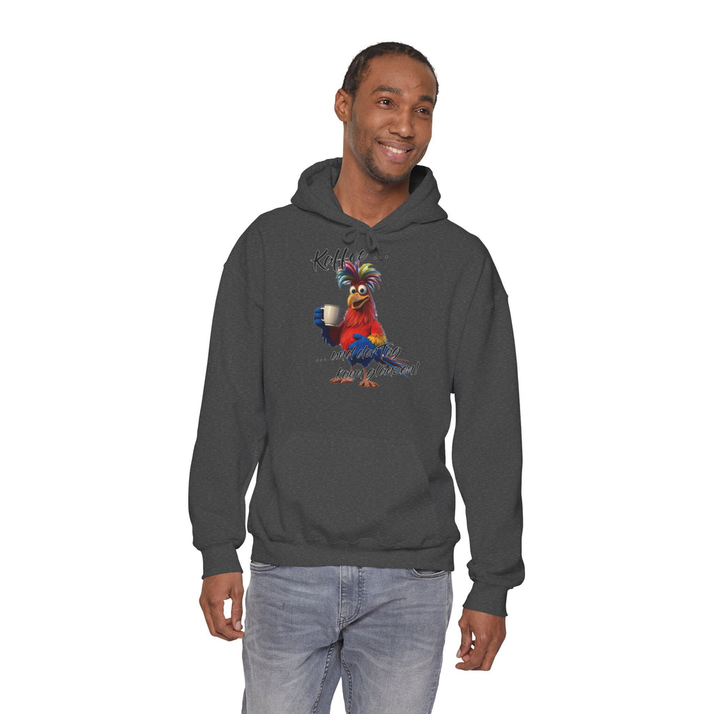 Hahn „Kaffee … und der Tag kann glänzen!“ Hoodie | Humor | Phönix-Potsdam®