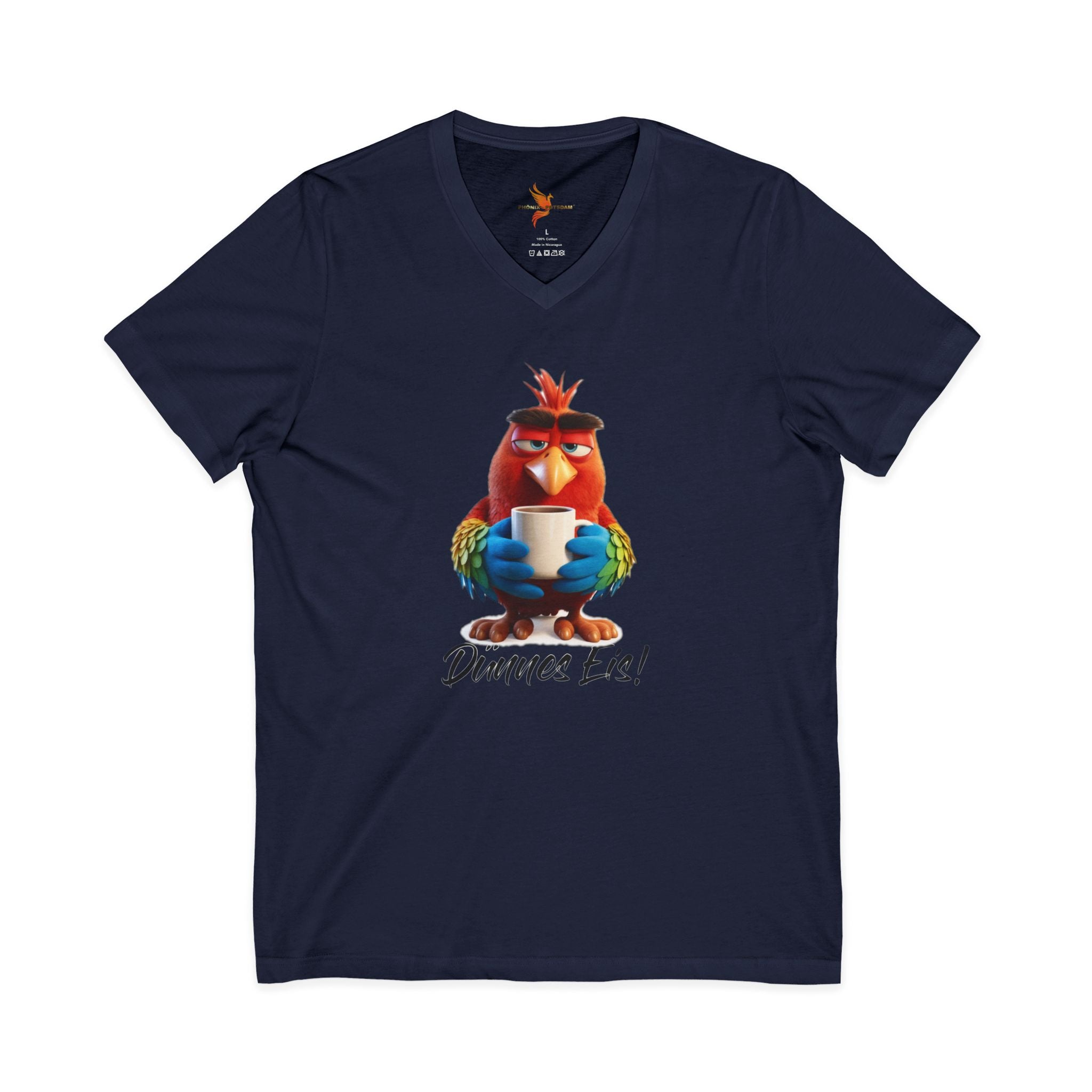 Papagei „Dünnes Eis!“ V-Neck T-Shirt | Humor | Phönix-Potsdam®