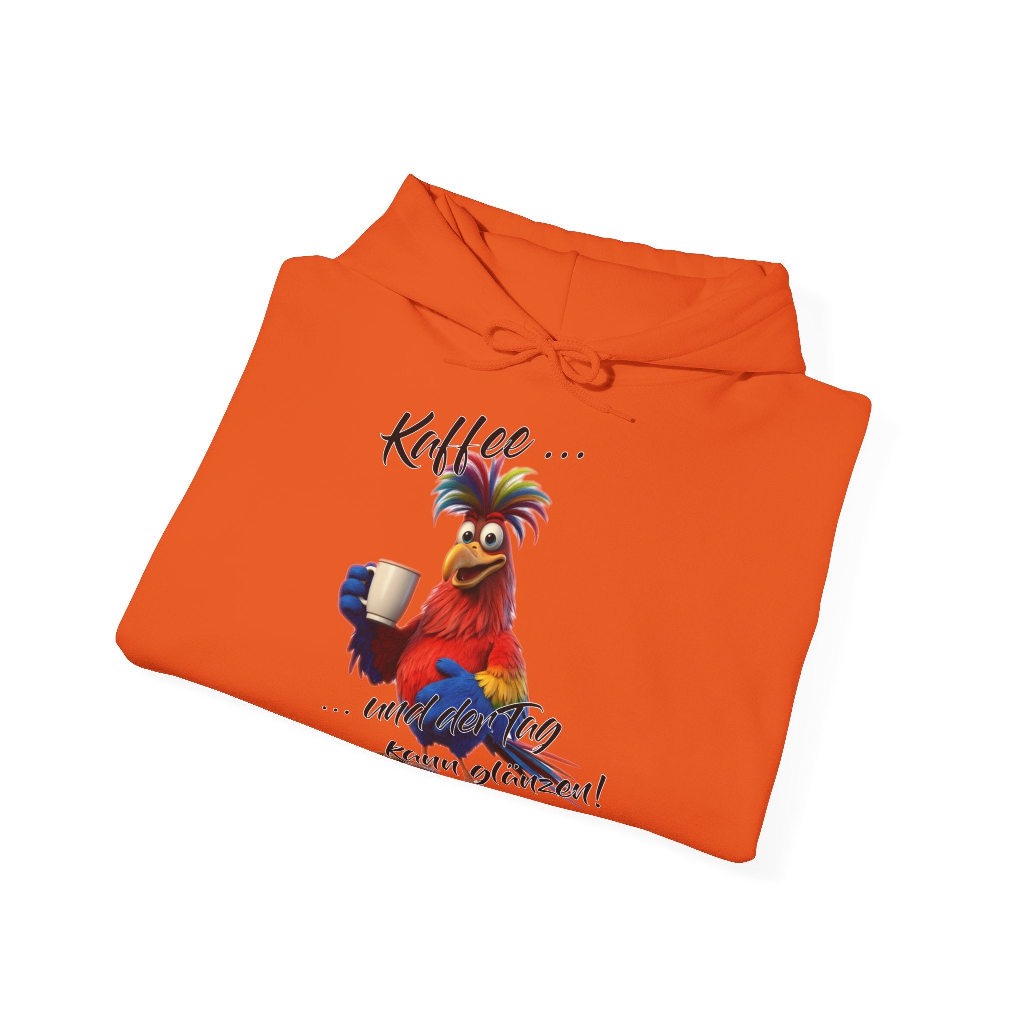 Hahn „Kaffee … und der Tag kann glänzen!“ Hoodie | Humor | Phönix-Potsdam®