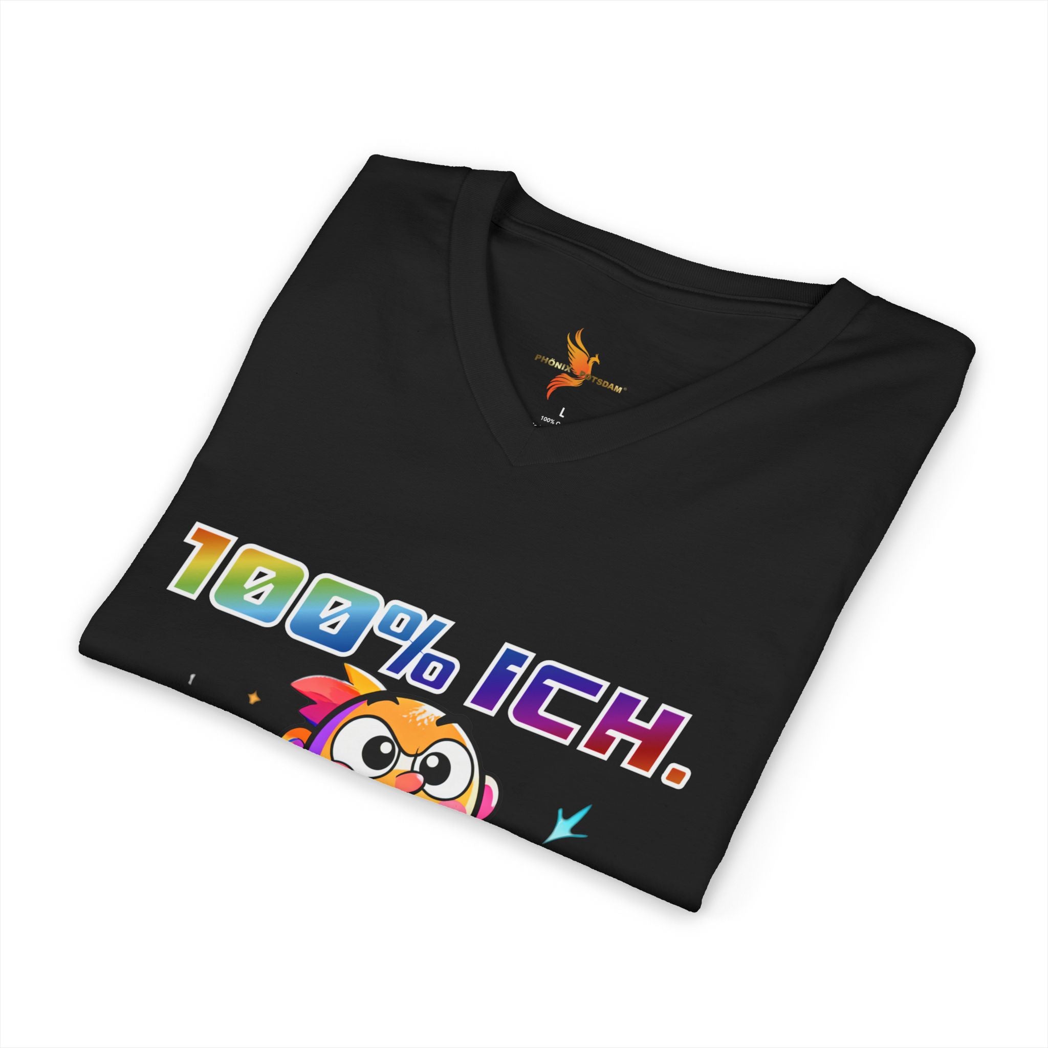 T-Shirt V-Ausschnitt „100 % ICH – 0 % DU“ | Humor | Phönix-Potsdam®