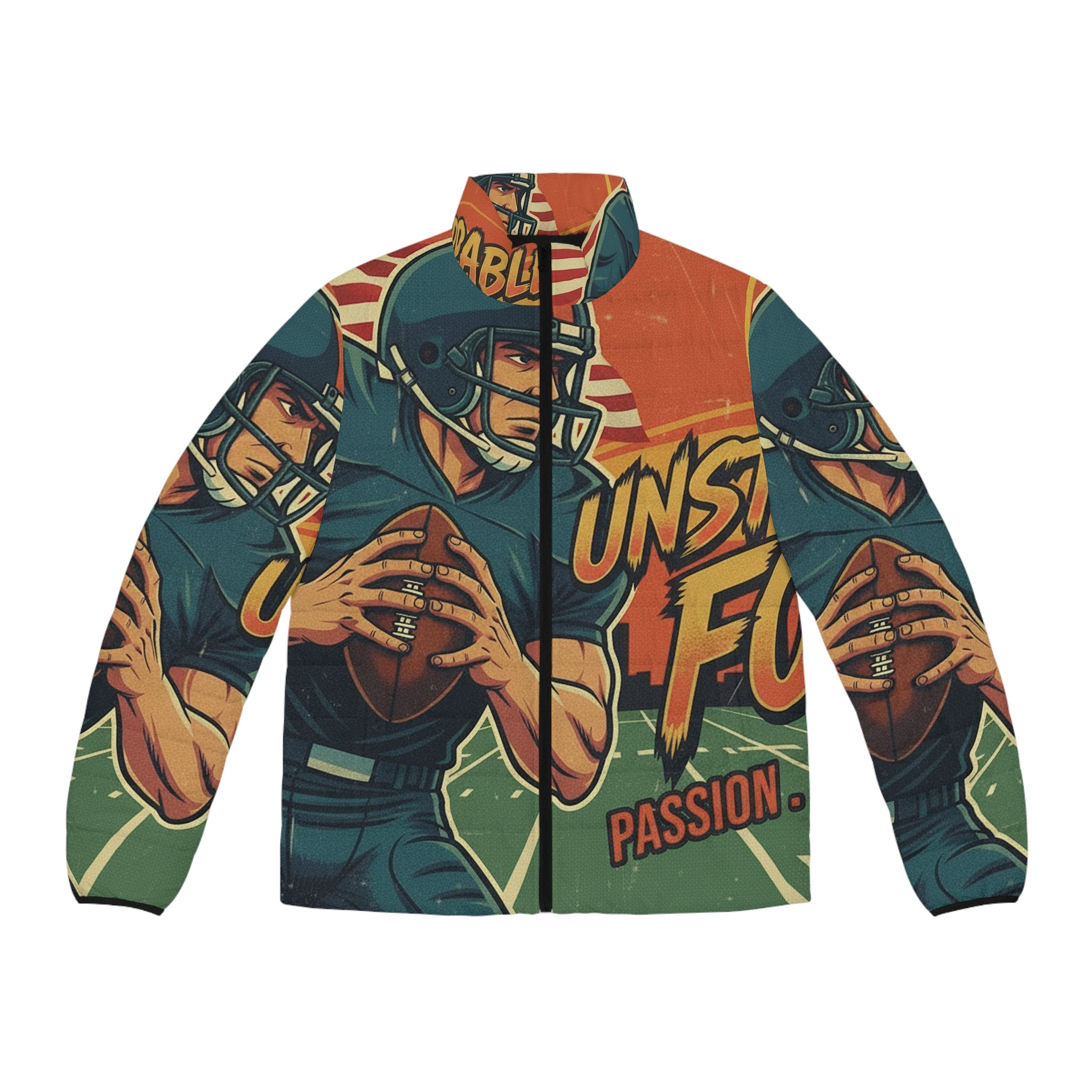 Männer American Football Steppjacke – "Unstoppable Force" | All-Over-Print | Phönix-Potsdam®