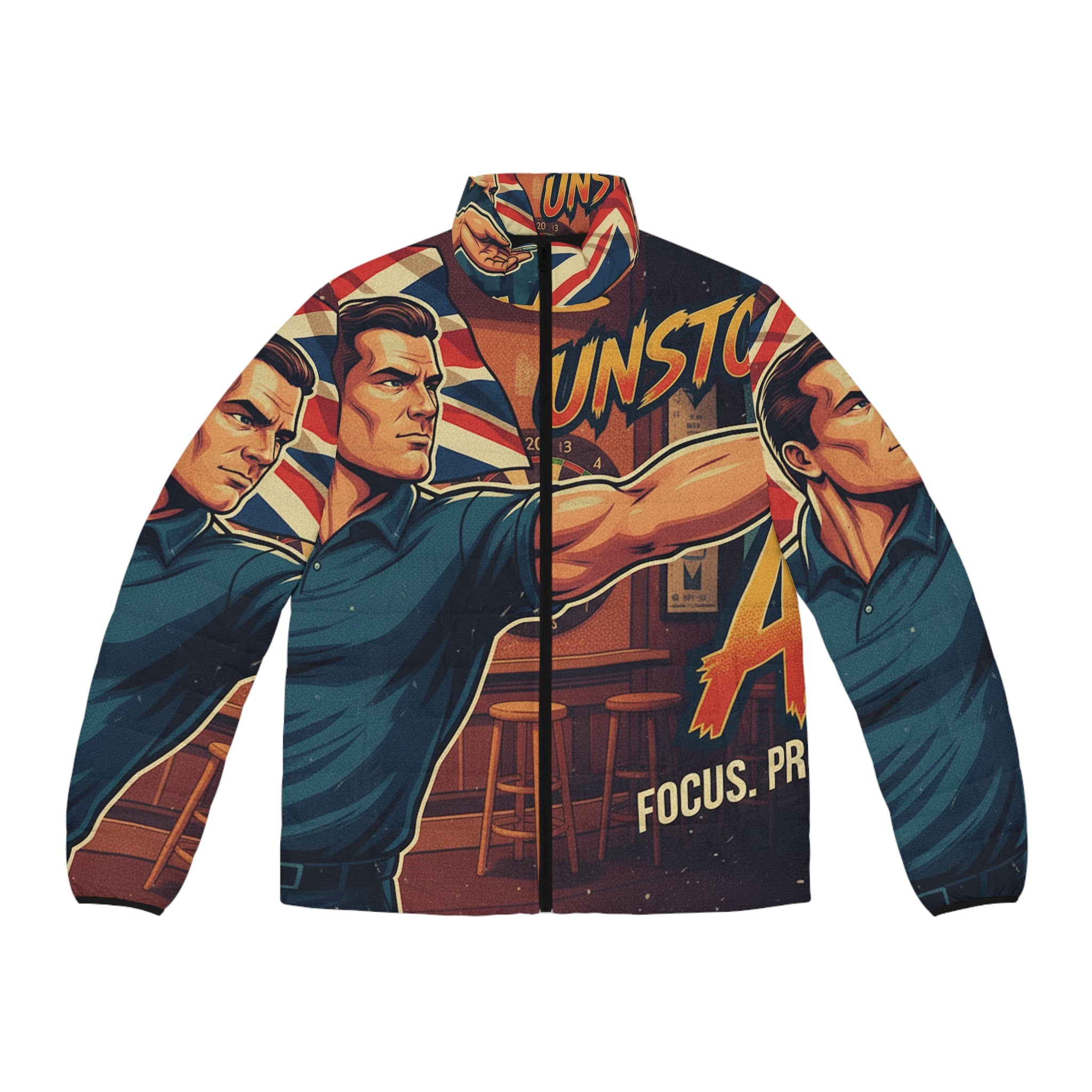 Männer Dart Steppjacke – "Unstoppable Aim" | All-Over-Print | Phönix-Potsdam®