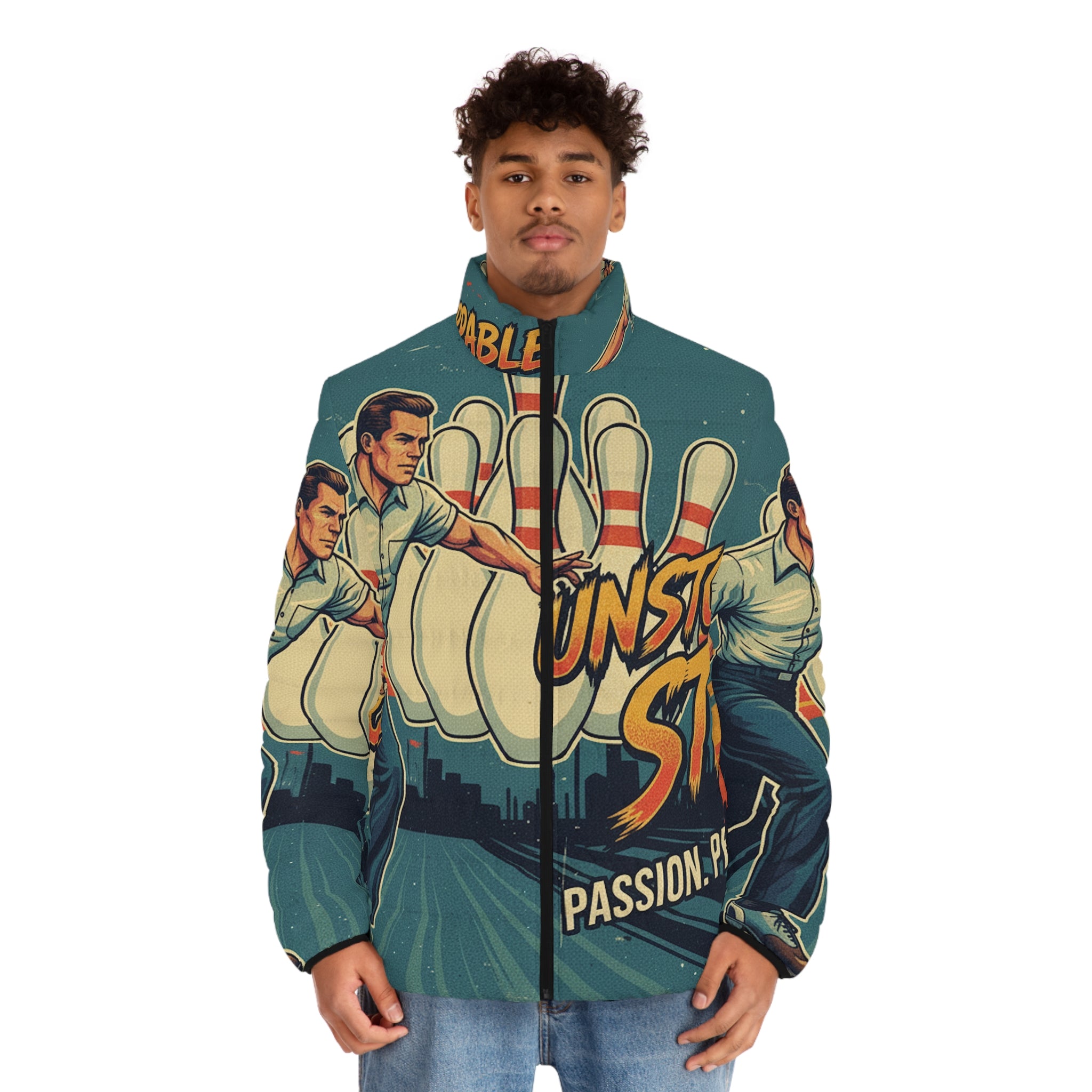 Männer Bowling Steppjacke – "Unstoppable Strike" | All-Over-Print | Phönix-Potsdam®