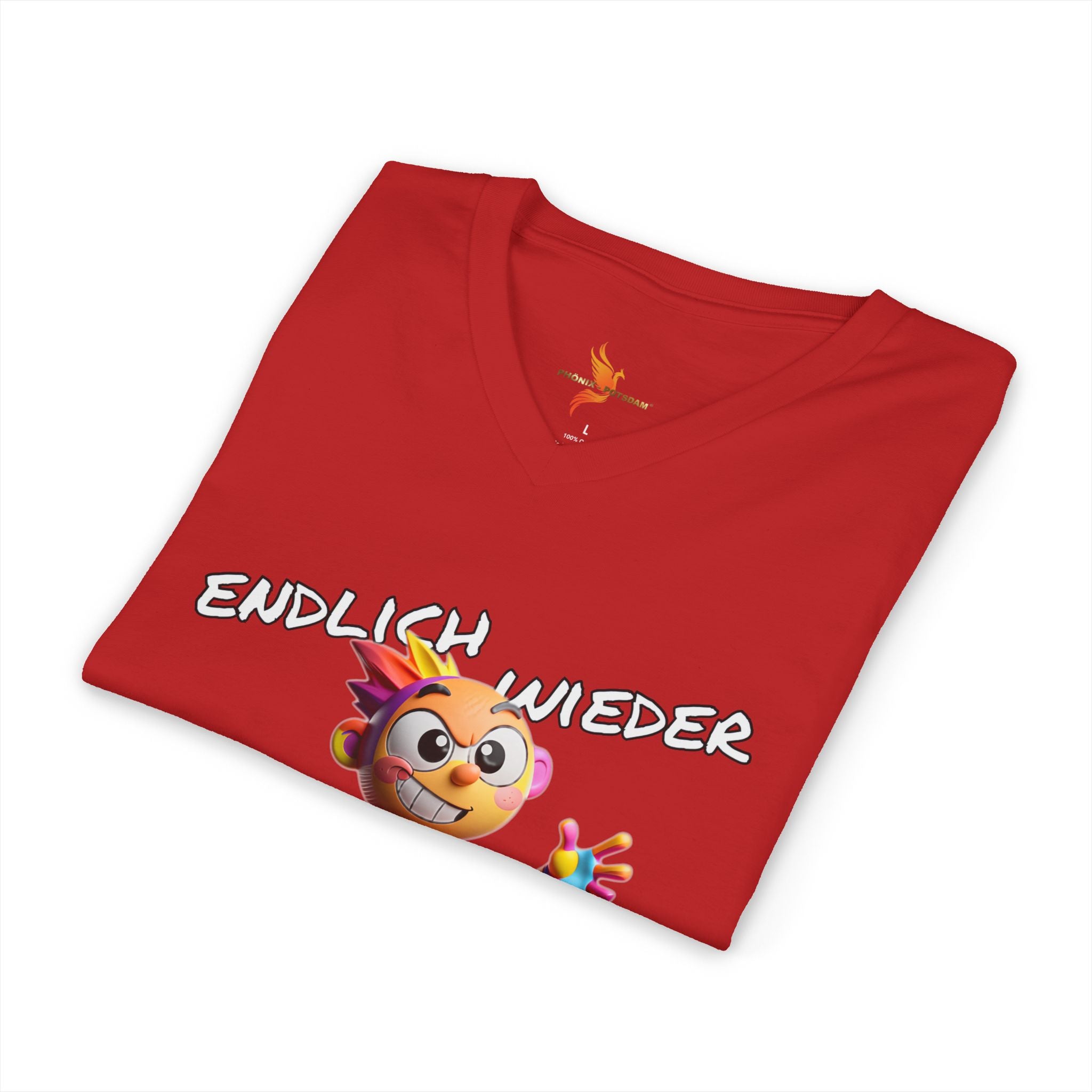T-Shirt V-Ausschnitt „Endlich wieder BUNT treiben!“ | Humor | Phönix-Potsdam®