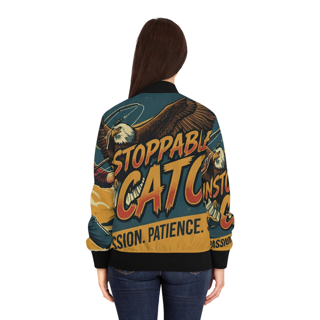 Frauen Bomberjacke Angeln – Unstoppable Catch | Figurbetont
