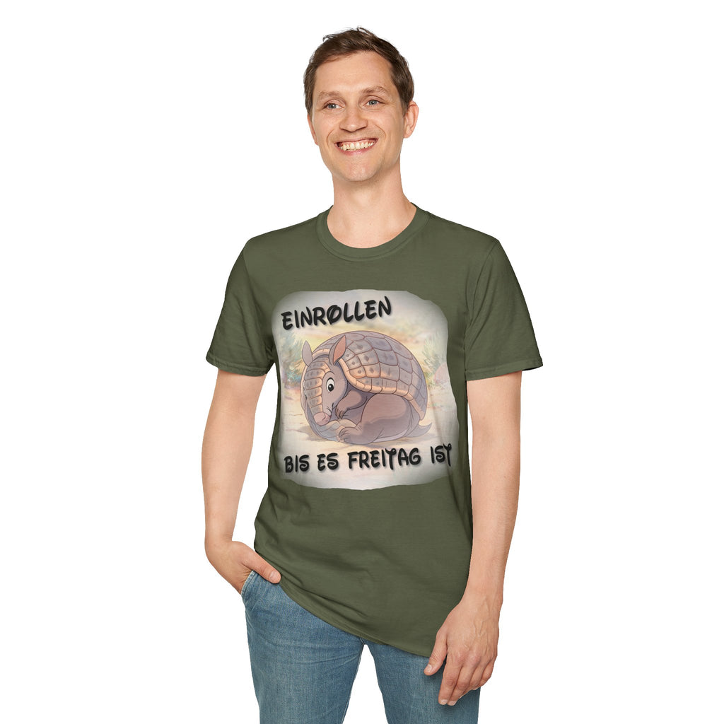 Gürteltier „Einrollen bis es Freitag ist“ T-Shirt | Phönix-Potsdam®